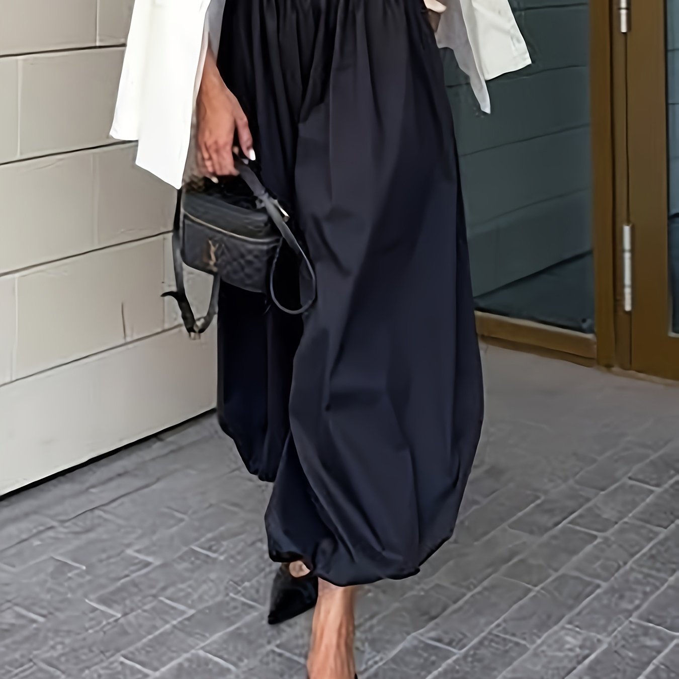 E-shop Damen High-Waist Weite Haremhose - Leichte Sommer-Harlekinhose für Frühling/Sommer, Casual bis Elegant - Einfarbig, Elegante Speziallinie