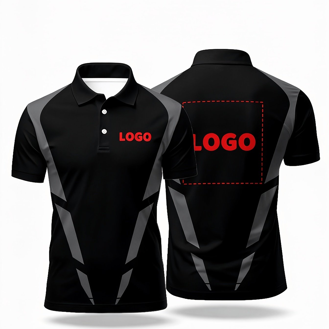TEMU Men's Custom Athletic Style Short Sleeve, Black Business Athletic Style With Gray 3d , Supports Logo Personalized Customization, Suitable For