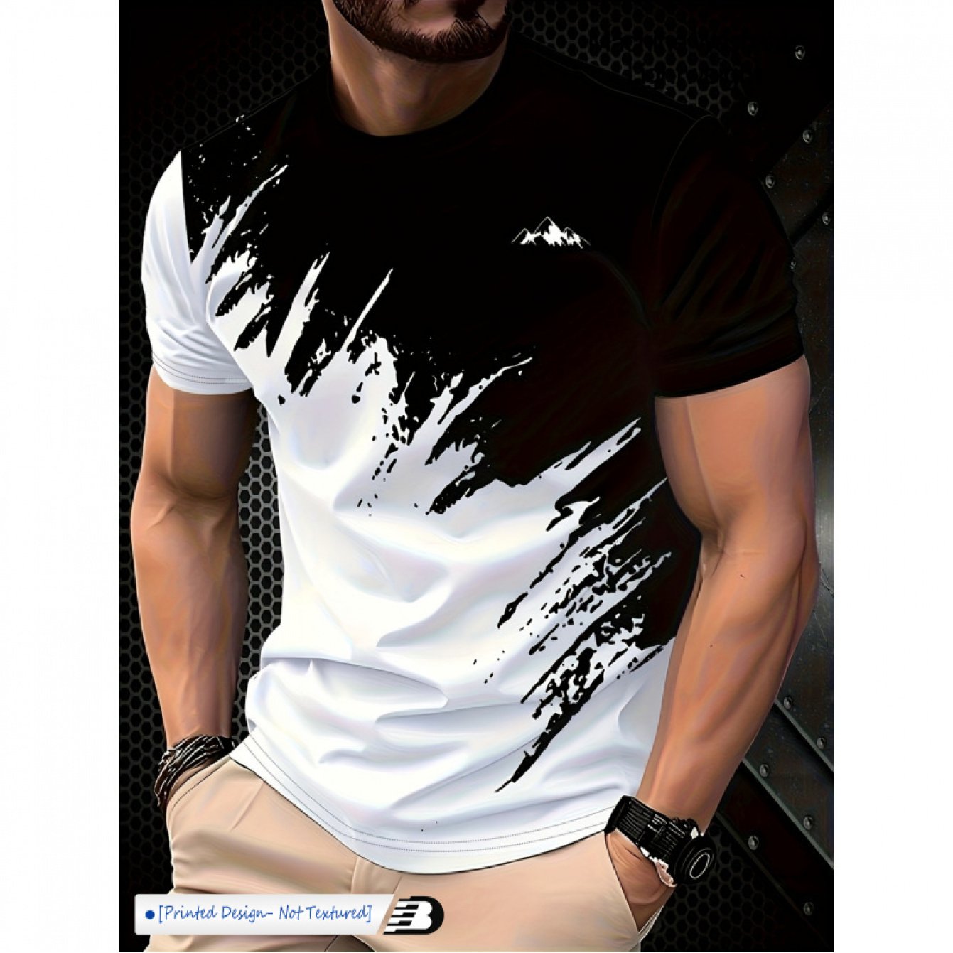TEMU T-shirt Mode Homme, T-shirt à Manches Courtes Confortable et Respirant, Idéal pour et . [Design Imprimé - Non Texturé] T-shirt Imprimé Tendance