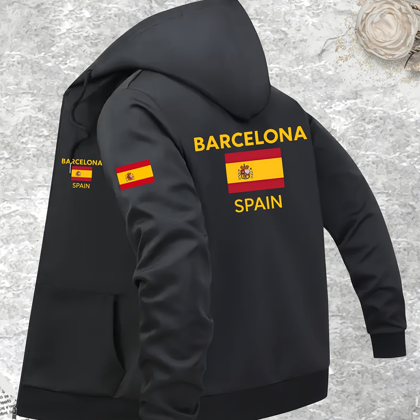 TEMU Autumn And Winter 's Hooded Jacket Sports And Leisure, Incorporating Fashion Trends Into Daily Wear Hot Stamping Hooded Jacket, Adjustable Hood