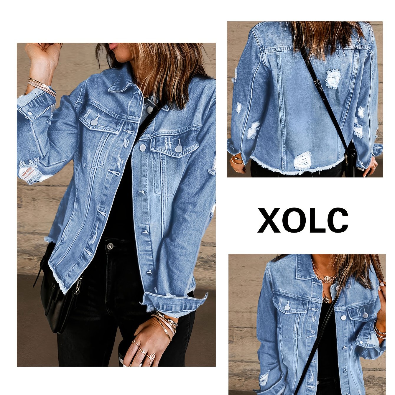 Women's Straight Shoulder Denim Jacket, Long Sleeve Slim Fit Casual Denim Top For Spring, Autumn, And