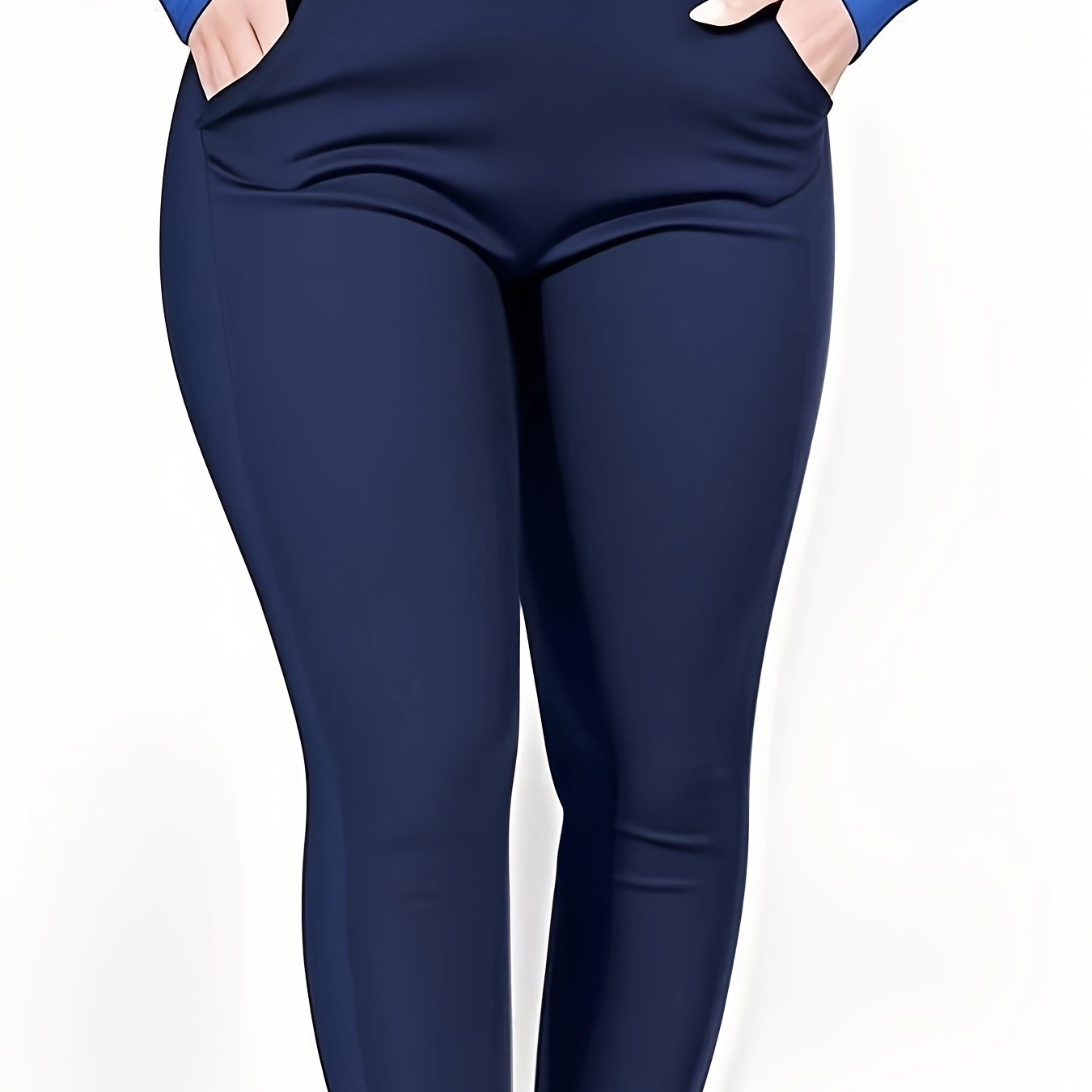 TEMU Taglie Forti - Taglie Forti - Pantaloni aderenti a vita con tasche, , casual, pantaloni, leggings