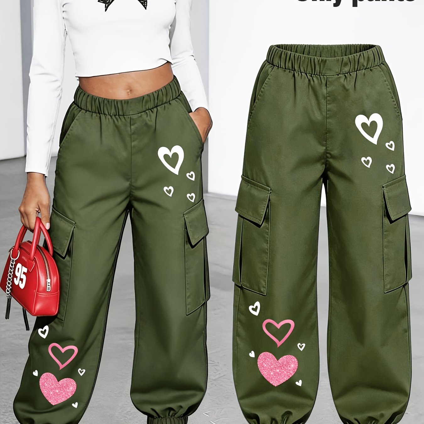 TEMU Nuovo Arrivo - Pantaloni Cargo da Donna Venduti Singolarmente, Pantaloni da Lavoro Carini e Divertenti con Stampa a e Multiple Tasche, Stile