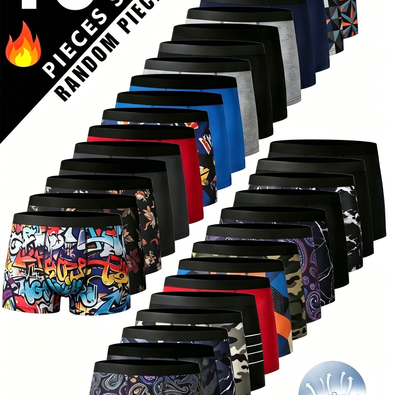 Image of 's Shorts And Underwear, Random 10pcs, Random Style, Comfortable And Breathable Flat Corner Underwear, Fashionable Thin Style, Breathable And Comfortable, Suitable For Graffiti Quick-dry Underwear