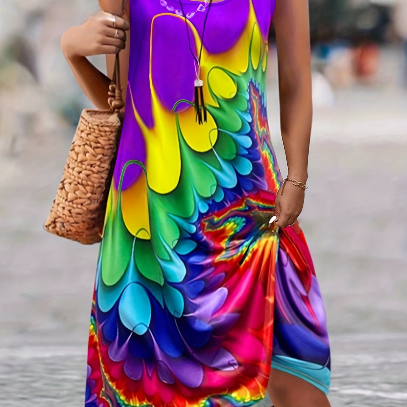 Plus Size - Plus Size - Plus-size Women's Popular Printed Colorful Tank Dress