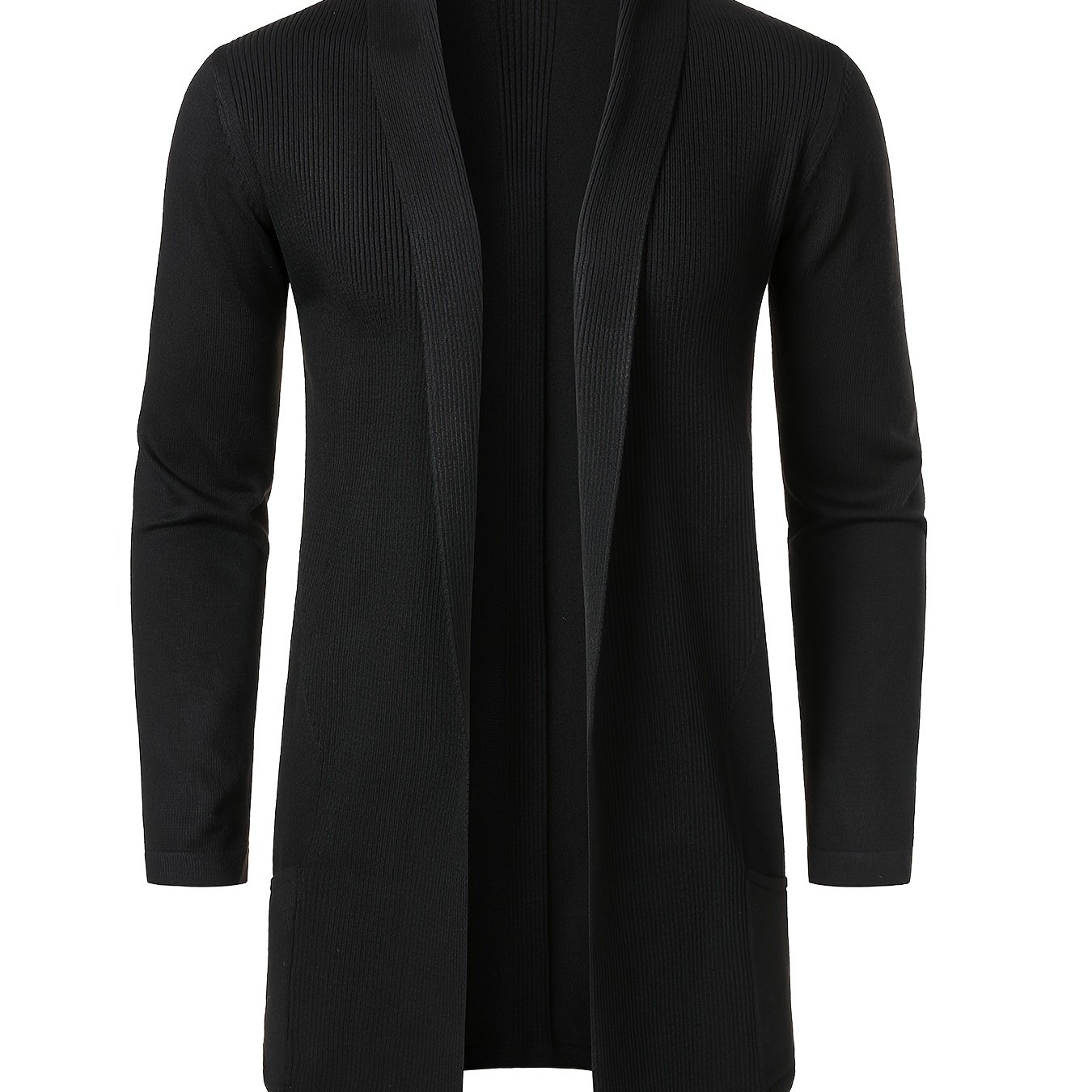 Men's Long Knit Cardigan Without Buttons