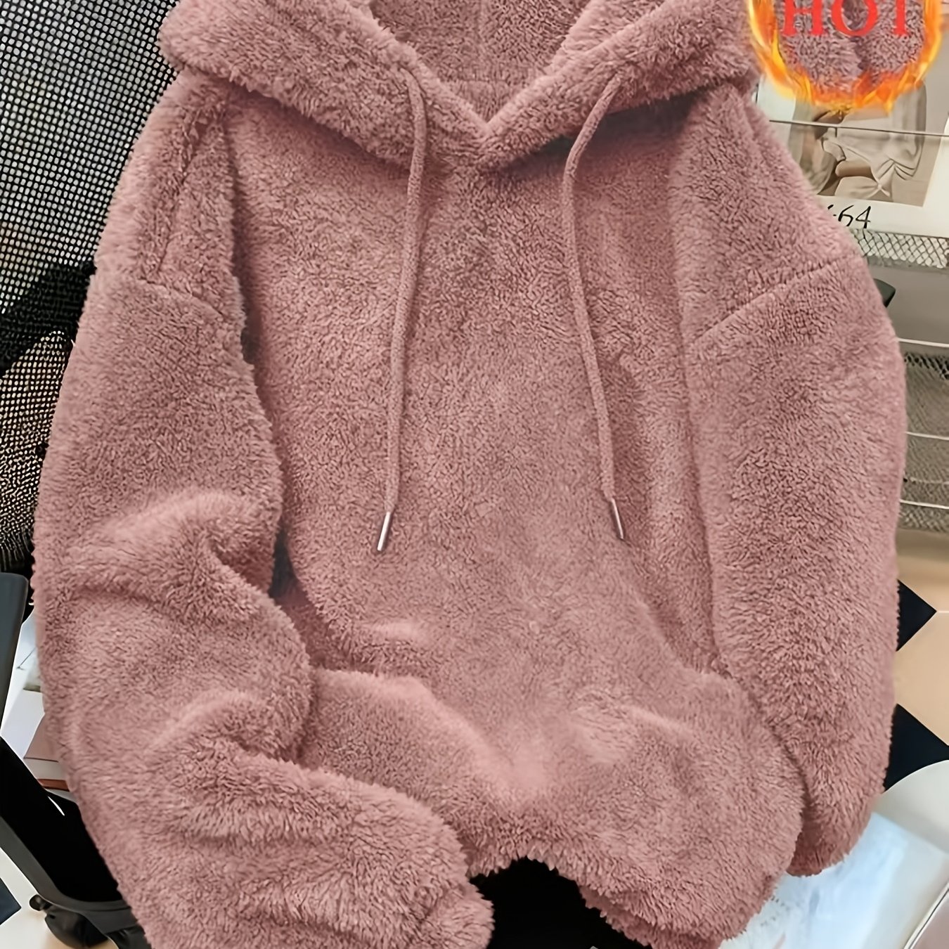 TEMU [id: Wy260615083] Women's Autumn/winter Loose Hooded Sweatshirt, Soft Warm Wool Hoodie, , Date, And