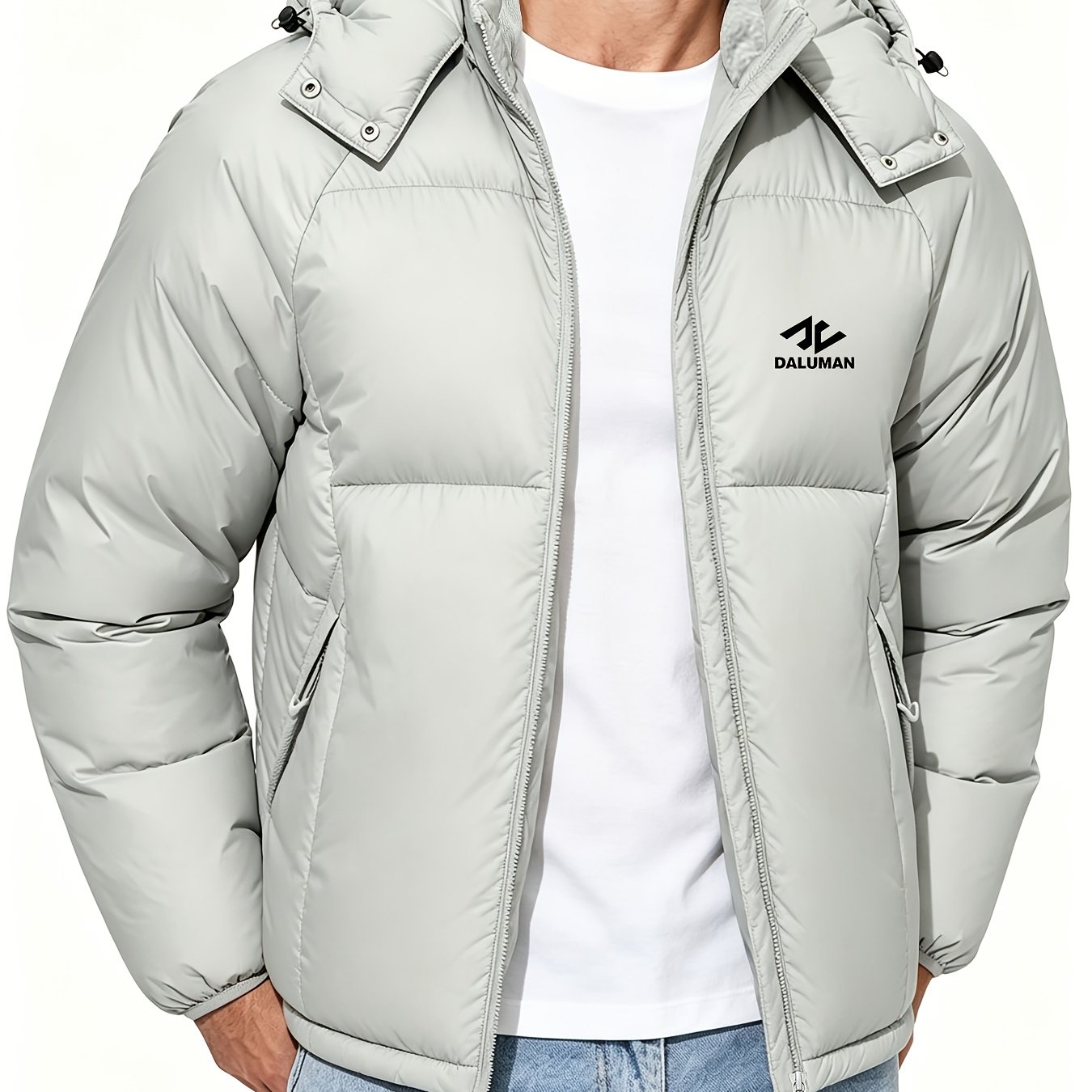 Men's Hooded Padded Jacket with Detachable Hood