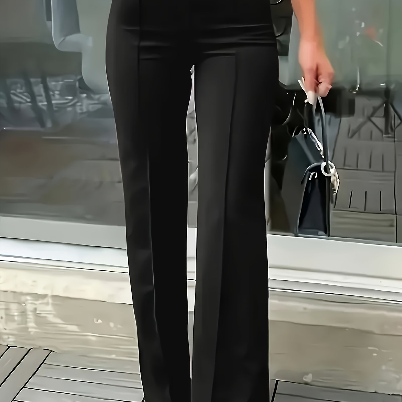 E-shop HMY High-Waist Wide-Leg Hose, Drapierter Anzug-Stil, Bodenwellige Hose, Vielseitig für Pendeln und Dates + [Ta Lan]