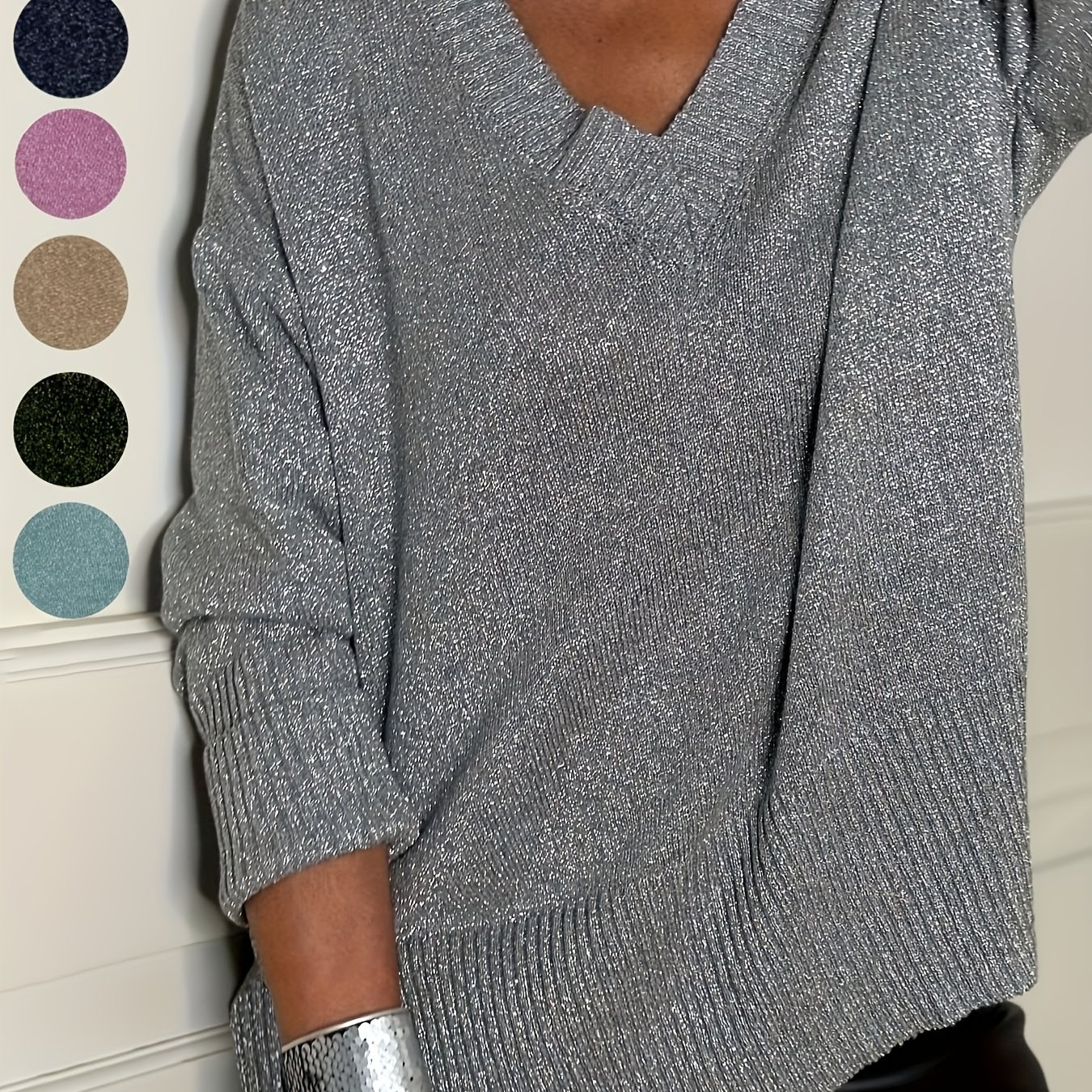 TEMU Pull grande taille , tendance à col en V, veste