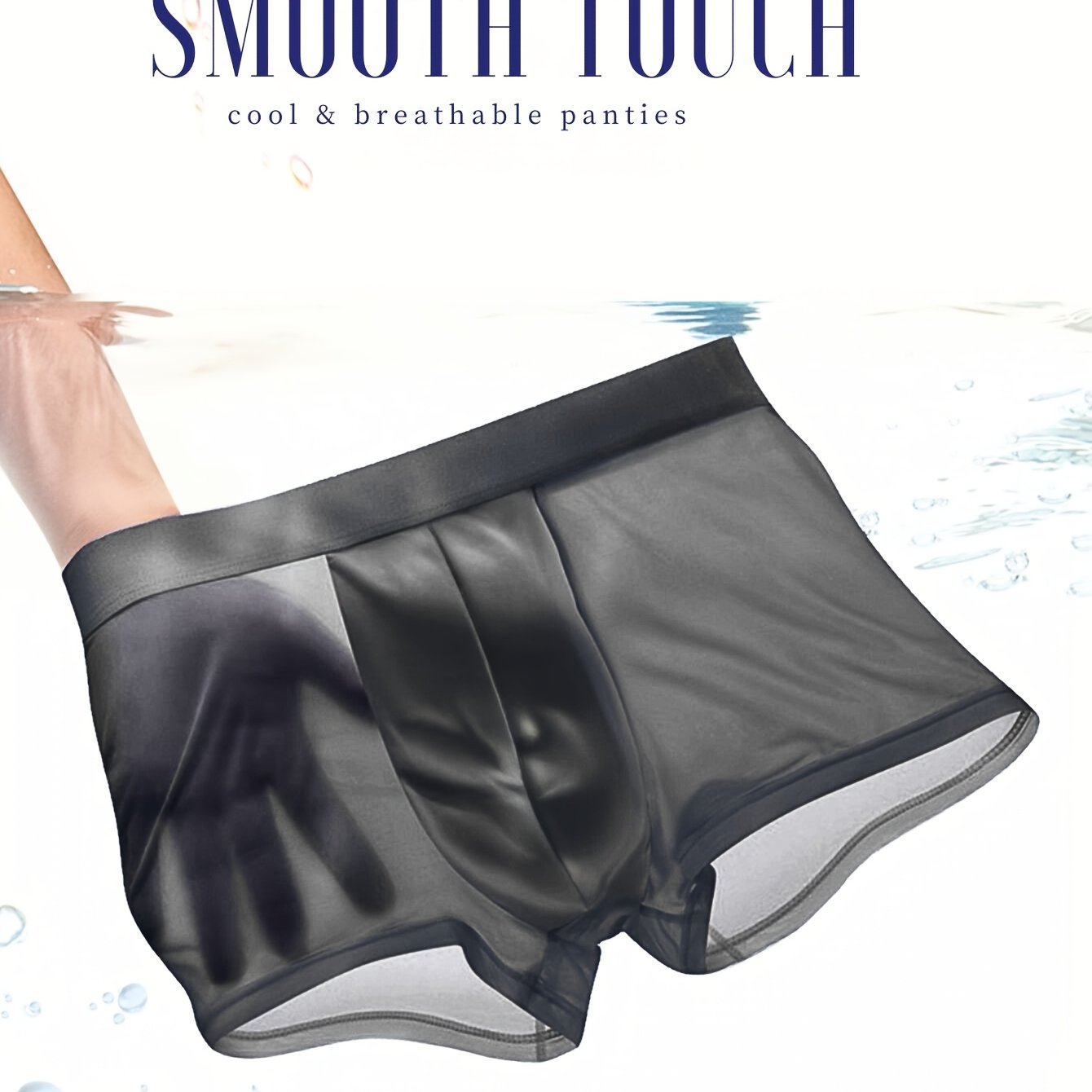 1pc Men's Icy Charm Comfy Seamless Boxers Briefs Underwear, Breathable Comfy Stretchy Trunks, Men's Casual Plain Color Underwear Navy Black Gray Blue For