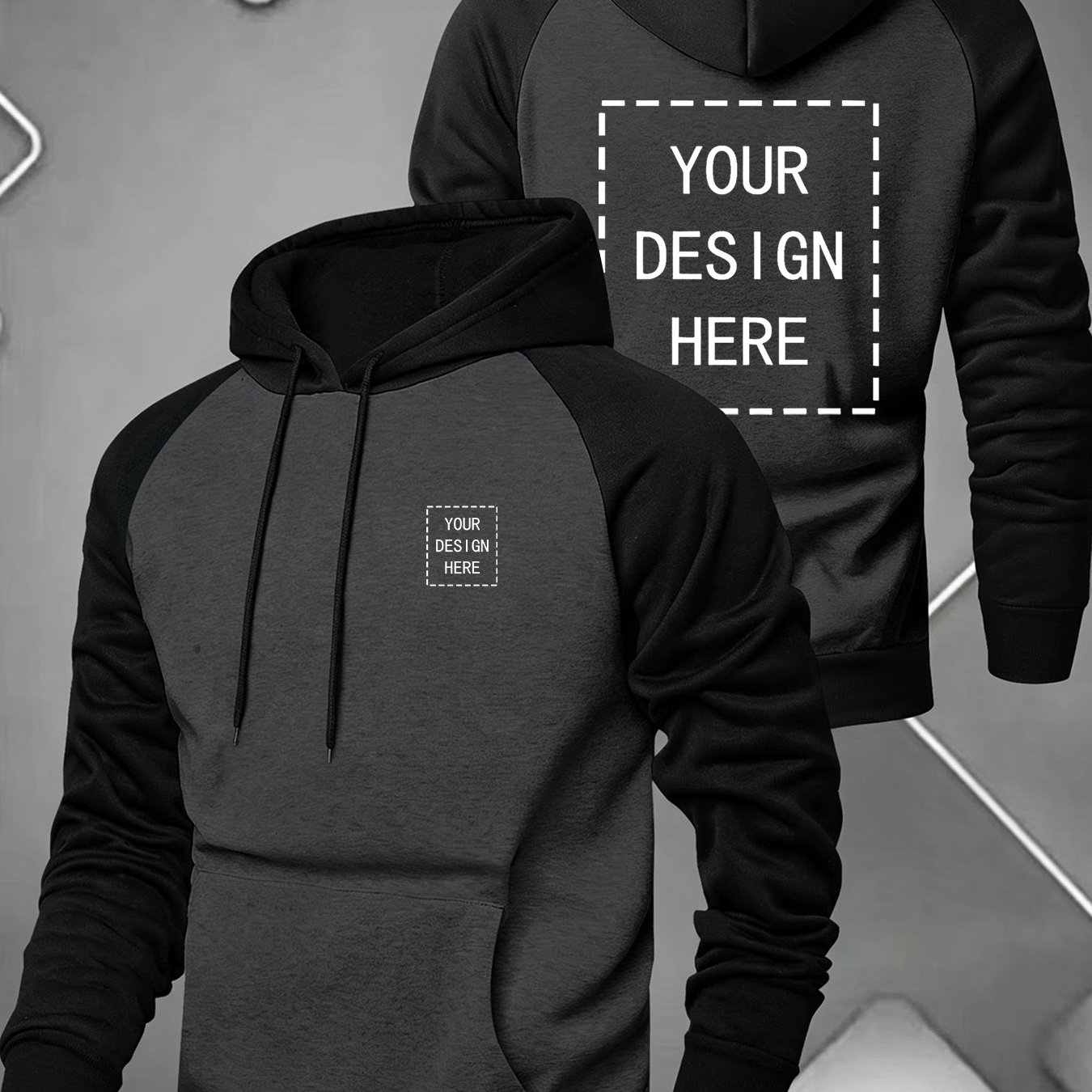 TEMU Men's Hooded Sweatshirt With Design, Customizable Front And Back Graphics - Personalized Couple Photos / Portrait Photos / Team Logos / Work