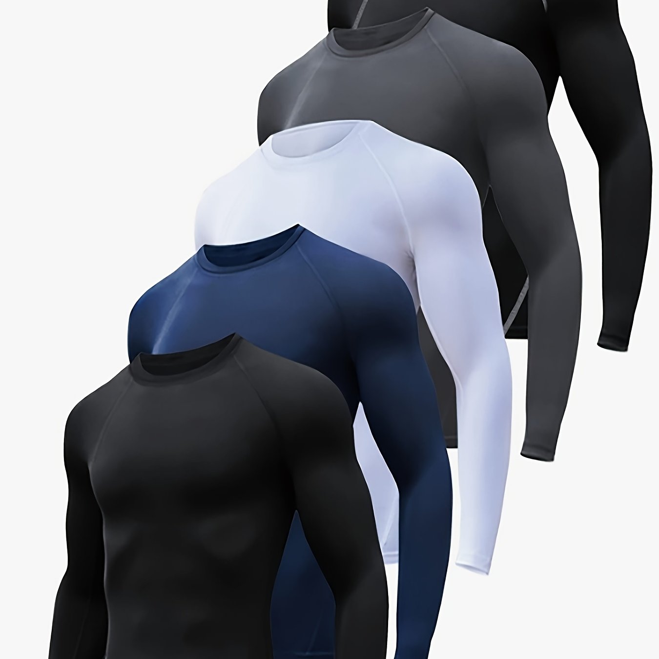 TEMU 5 Pack Men's Compression Shirts Long Sleeve Running Undershirts