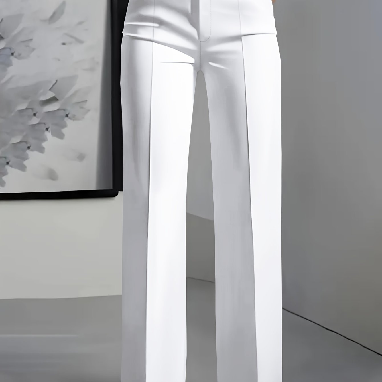 TEMU Commuting Fashion Solid Color Casual Pocket Loose Button Women's Slim Straight-leg Pants