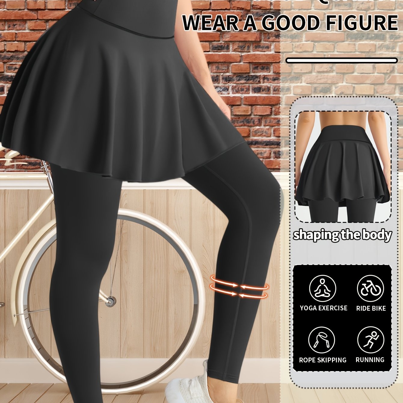 TEMU New Multifunctional High-waisted Women's Short Skirt, Featuring A 2-in-1 Design For Running And Tennis With Built-in Shorts, A Casual Pleated