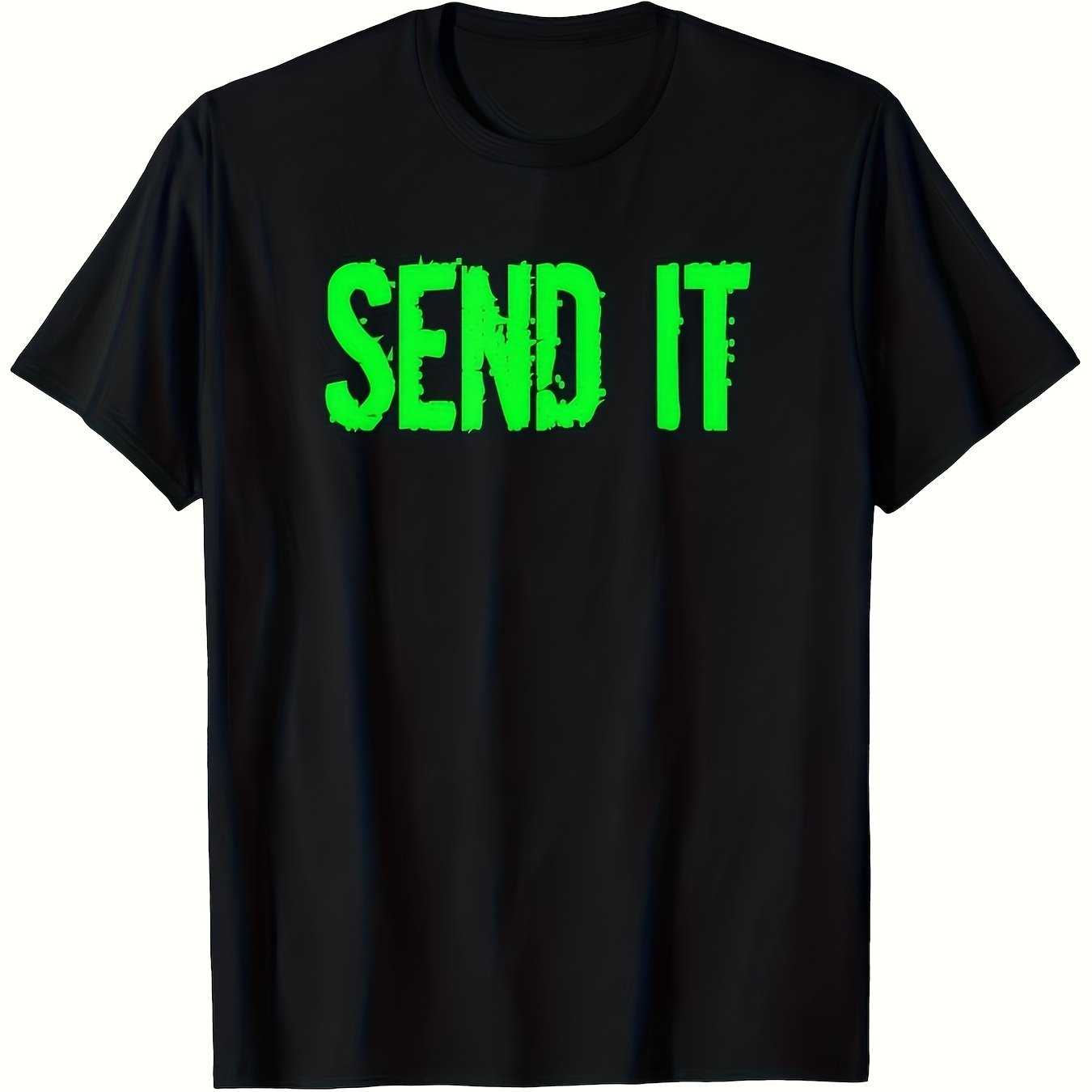 TEMU Men's Just Gonna ! Funny - Black With Neon Green Distressed Print 100 Soft Breathable Regular Fit Casual For Surfing Skiing & Snowboarding
