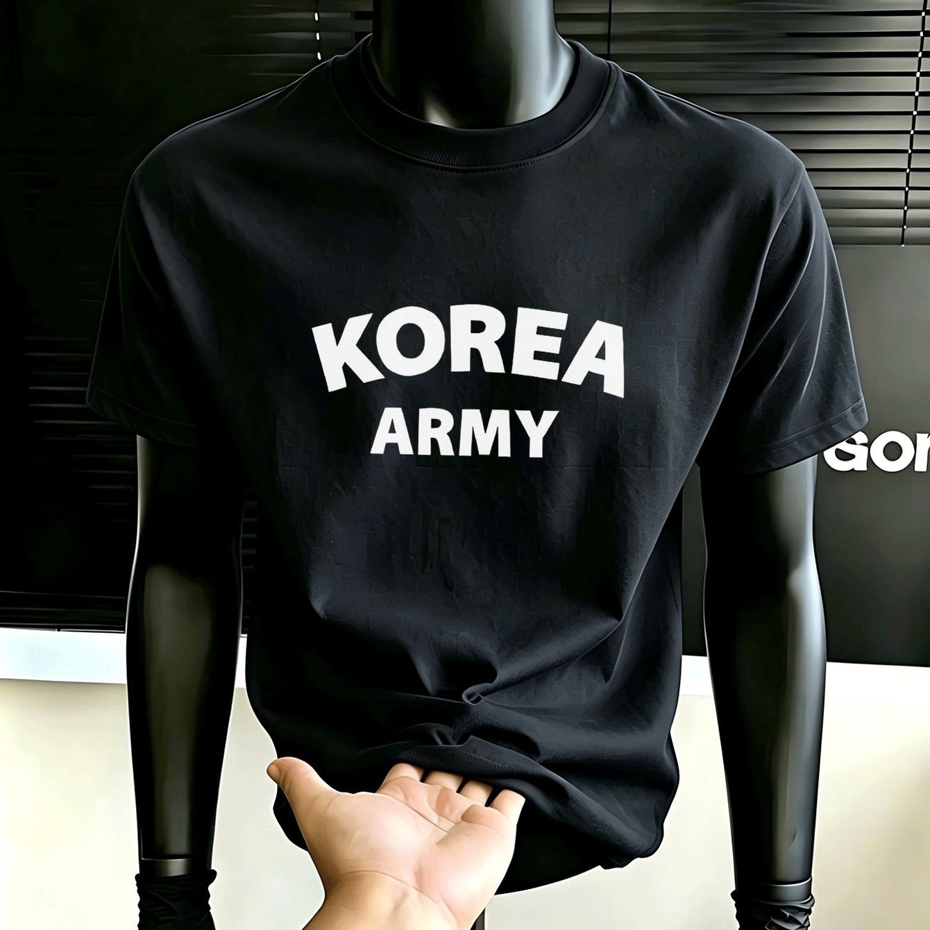 TEMU 남성 패션 캐주얼 트렌디 한국 아미 그래픽 티셔츠 스트리트 스타일 성인 남성 캐주얼웨어 휴일 선물 데일리 의상