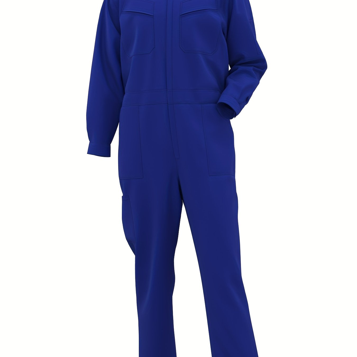 E-shop Multi-Pocket Dunkelblauer Jumpsuit Ganzjahresstil mit elastischem Bund, bequem, atmungsaktiv, geeignet für Outdoor-Arbeit, Freizeit,
