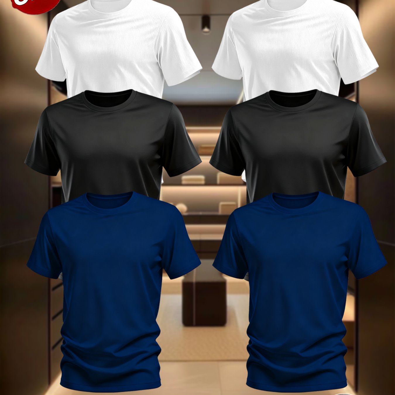 TEMU 6pcs Men's Plus Size Solid T-shirts, Simple And Breathable Casual Short-sleeve Sportswear, Hand Or Machine Washable, Lightweight Solid Color