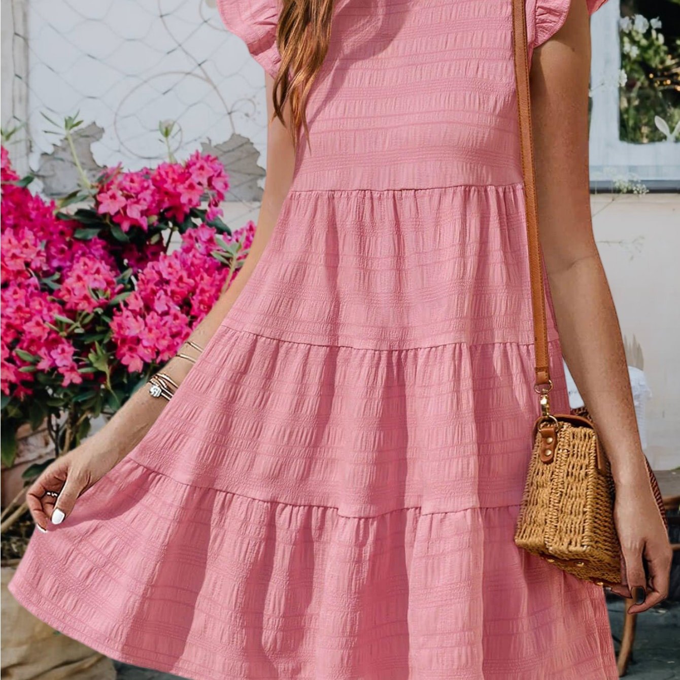 Image of 2026 Women's Summer Dresses: Casual Loose Flowing Mini Babydoll Dress With Ruffle Sleeves For The Beach