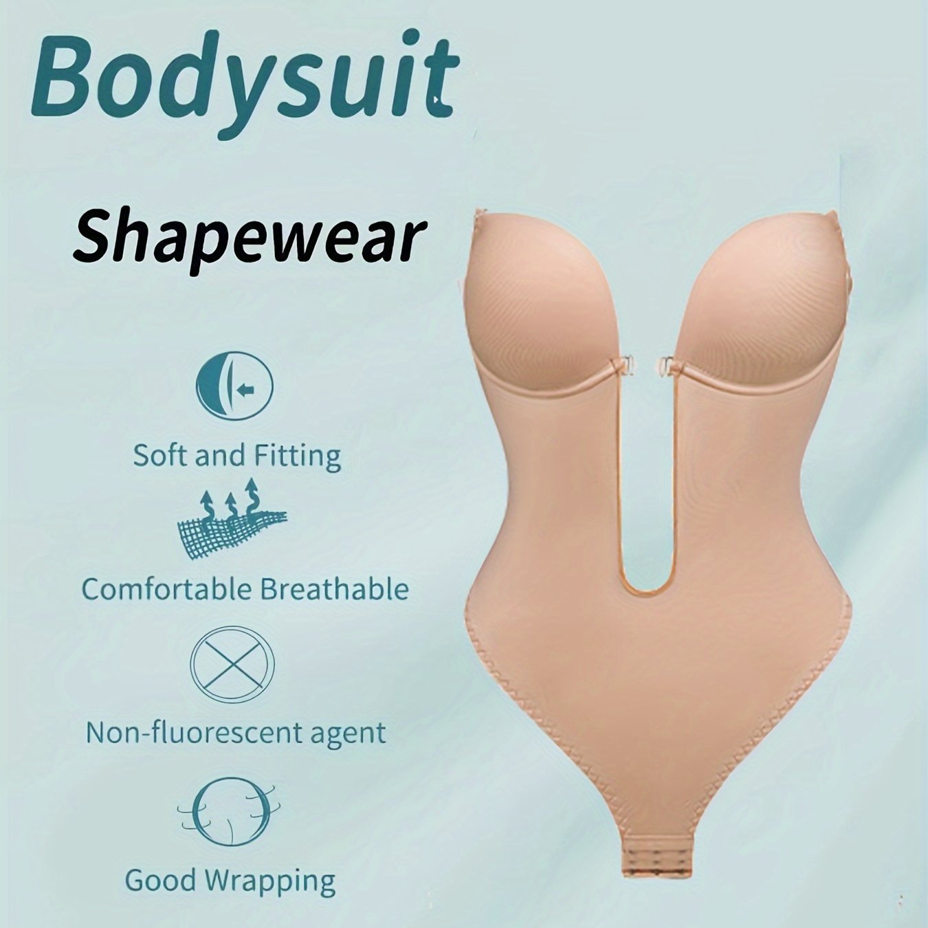 Solid Cut Slip Shaping Bodysuit Open Back Tummy Control - Temu Belgium