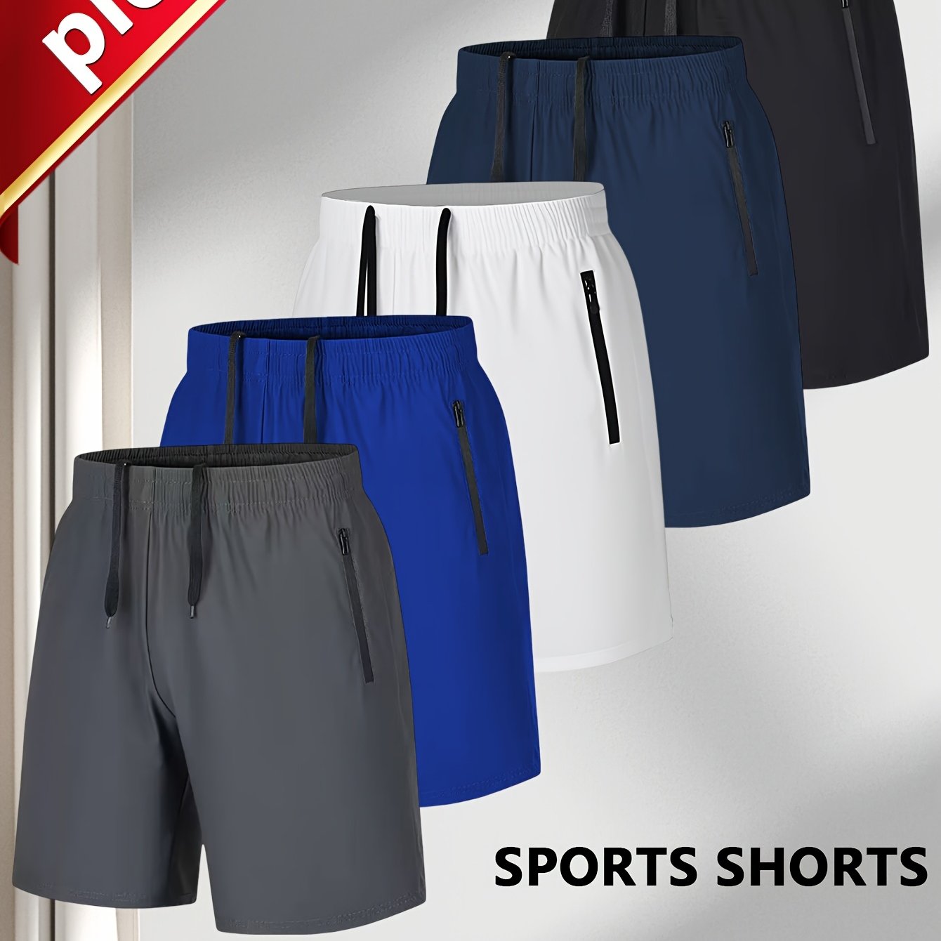 TEMU 5pcs Of Men' Color Quick Drying Shorts, Men's Boxer Short. Casual Slightly Elastic Waist Drawstring Shorts With , Suitable For , Gym, Outdoor