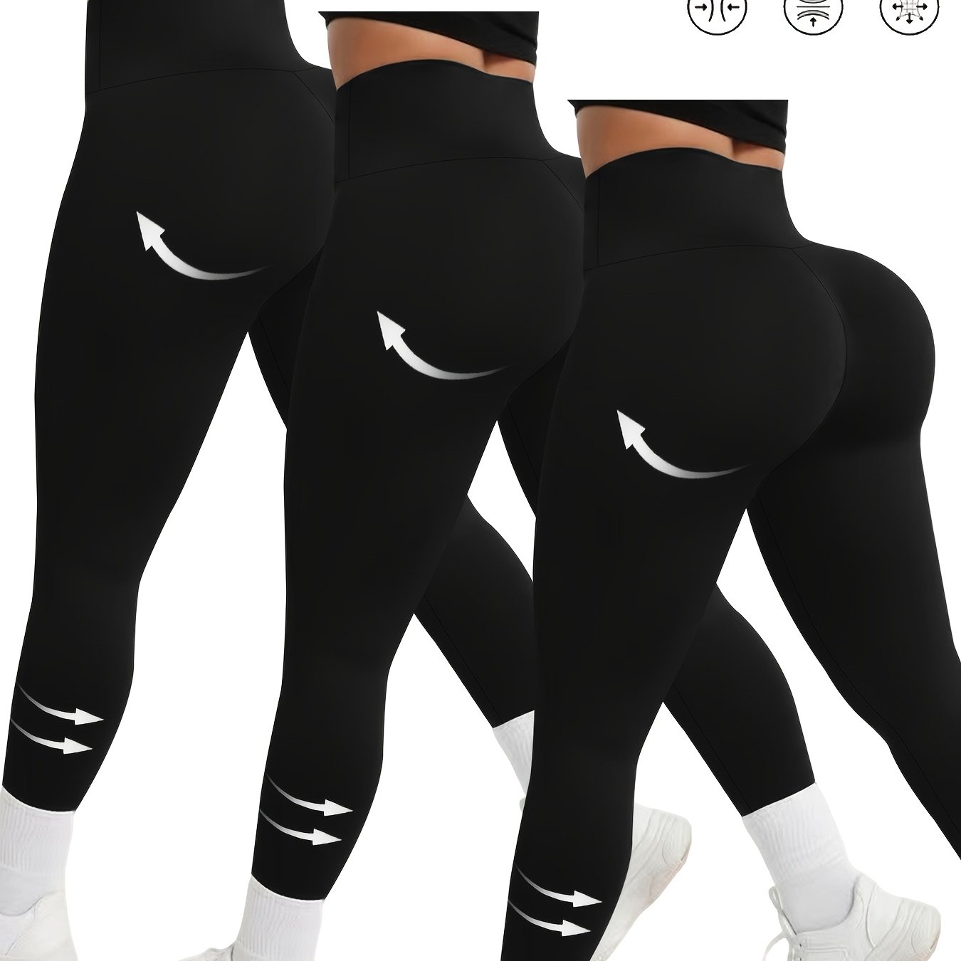 E-shop 3er-Pack Damen High-Waist Yoga-Leggings mit Bauchkontrolle – Vollständige Workout-Hosen mit blickdichtem, dehnbarem Stoff, weiche Stretch-Gym-