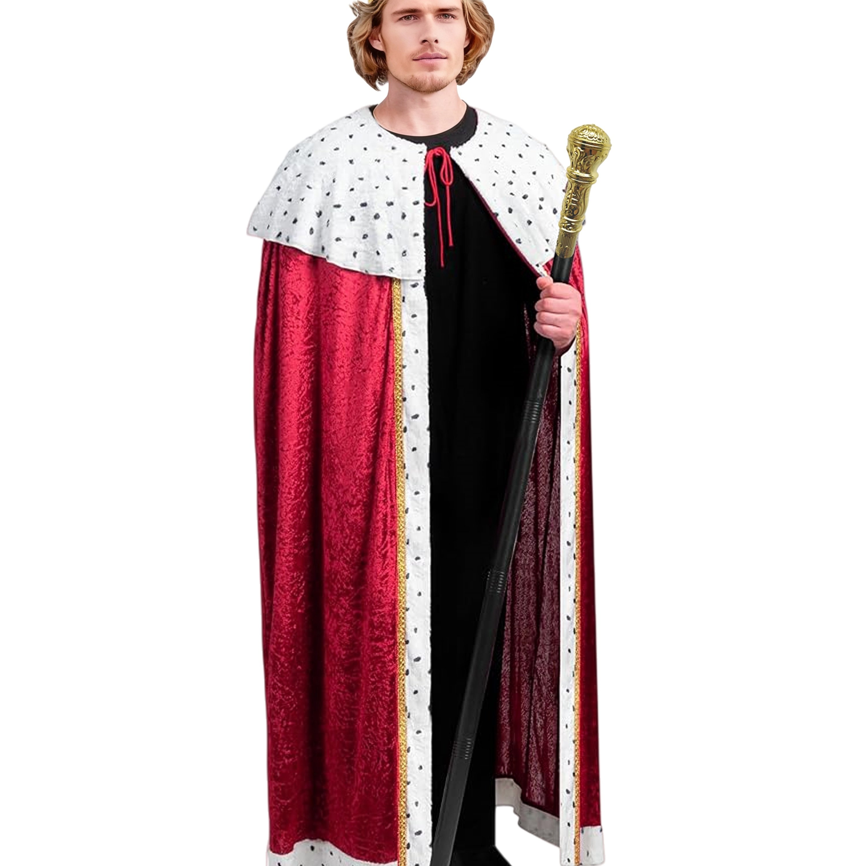 Image of King's Cape For Teenagers And Adults, Medieval Royal Costume For Parties, Halloween, And Carnivals