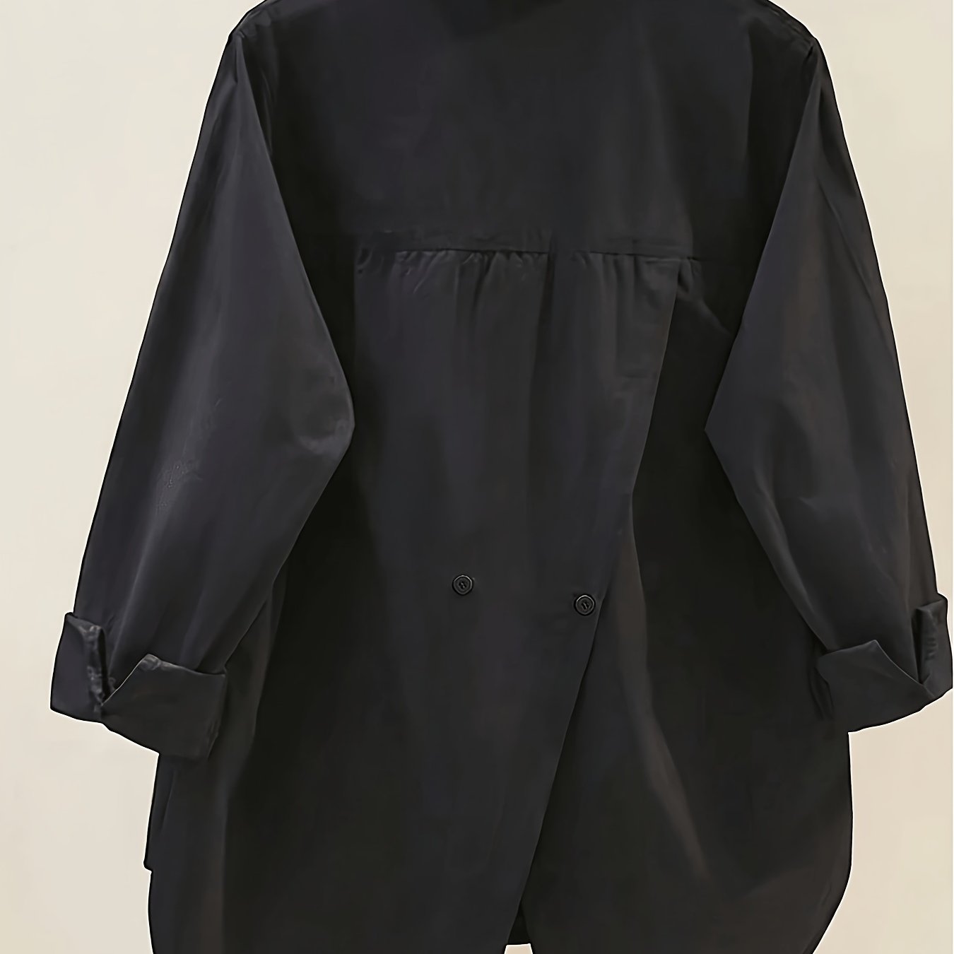 TEMU Chemise à manches longues pour femme, en tissu de couleur unie, avec patte de boutonnage sur le devant, fente, pour et , rose pour et