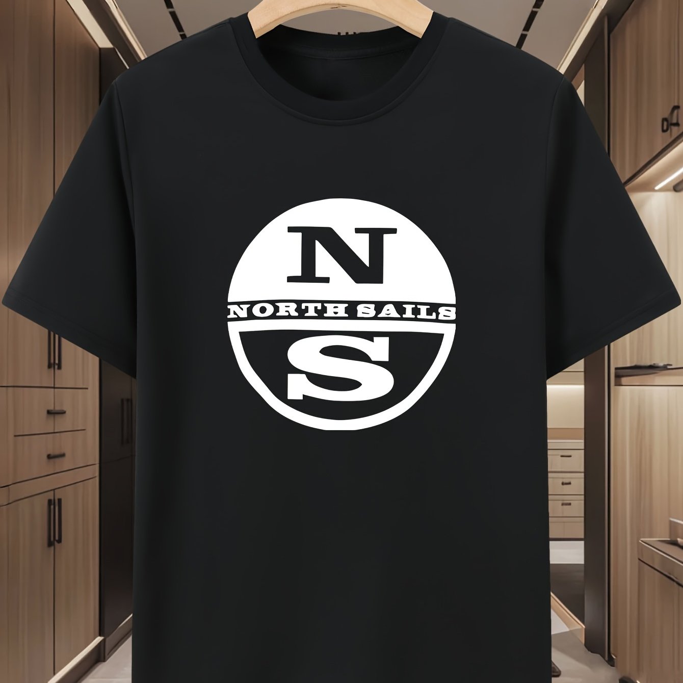 TEMU Maglietta Streetwear da con Stampa "NORTH" Audace Geometrico a , , Vestibilit� Regolare Corta, Tessuto Lavabile in Macchina per , Abbigliamento