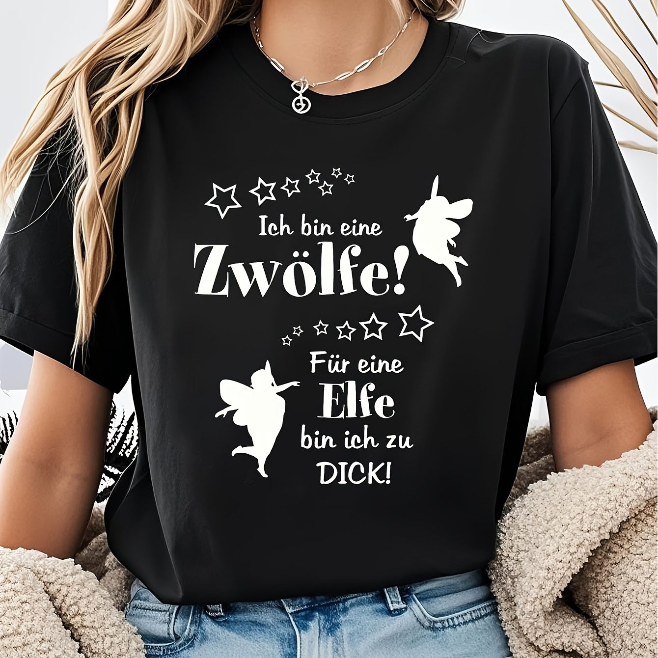 Image of 2026 New Women's Humorous For German T-shirt: I 12er - Neck Short Sleeve Top Featuring For German Humor, Machine Washable, Ideal For German Language