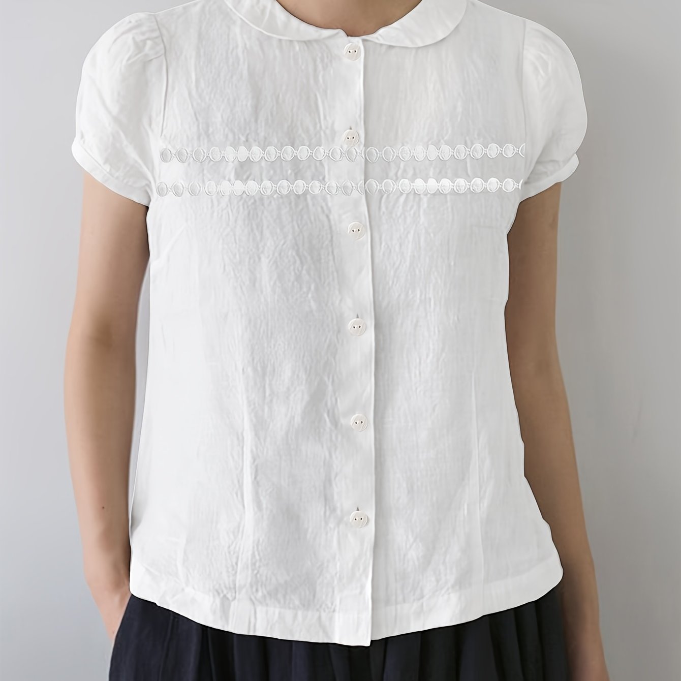 Loose Solid Color Open-collar Short-sleeved Shirt