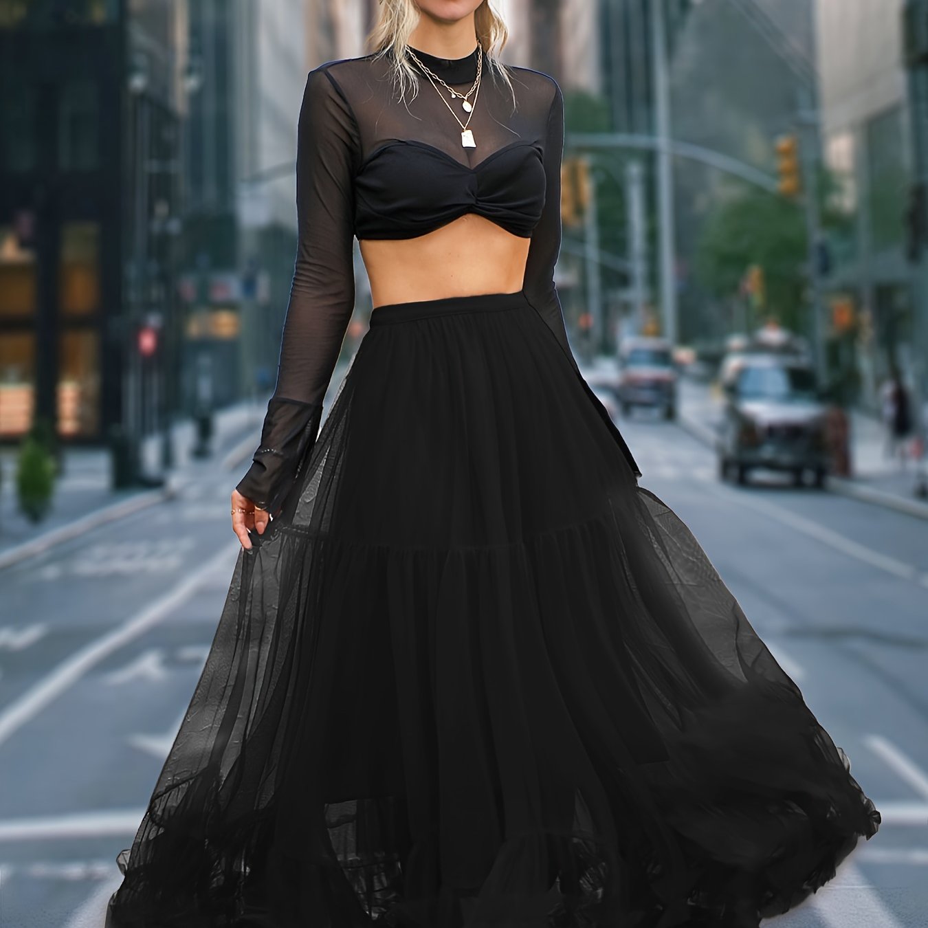 Cross-border E-commerce Oversized Flared Irregular Sweet Skirt