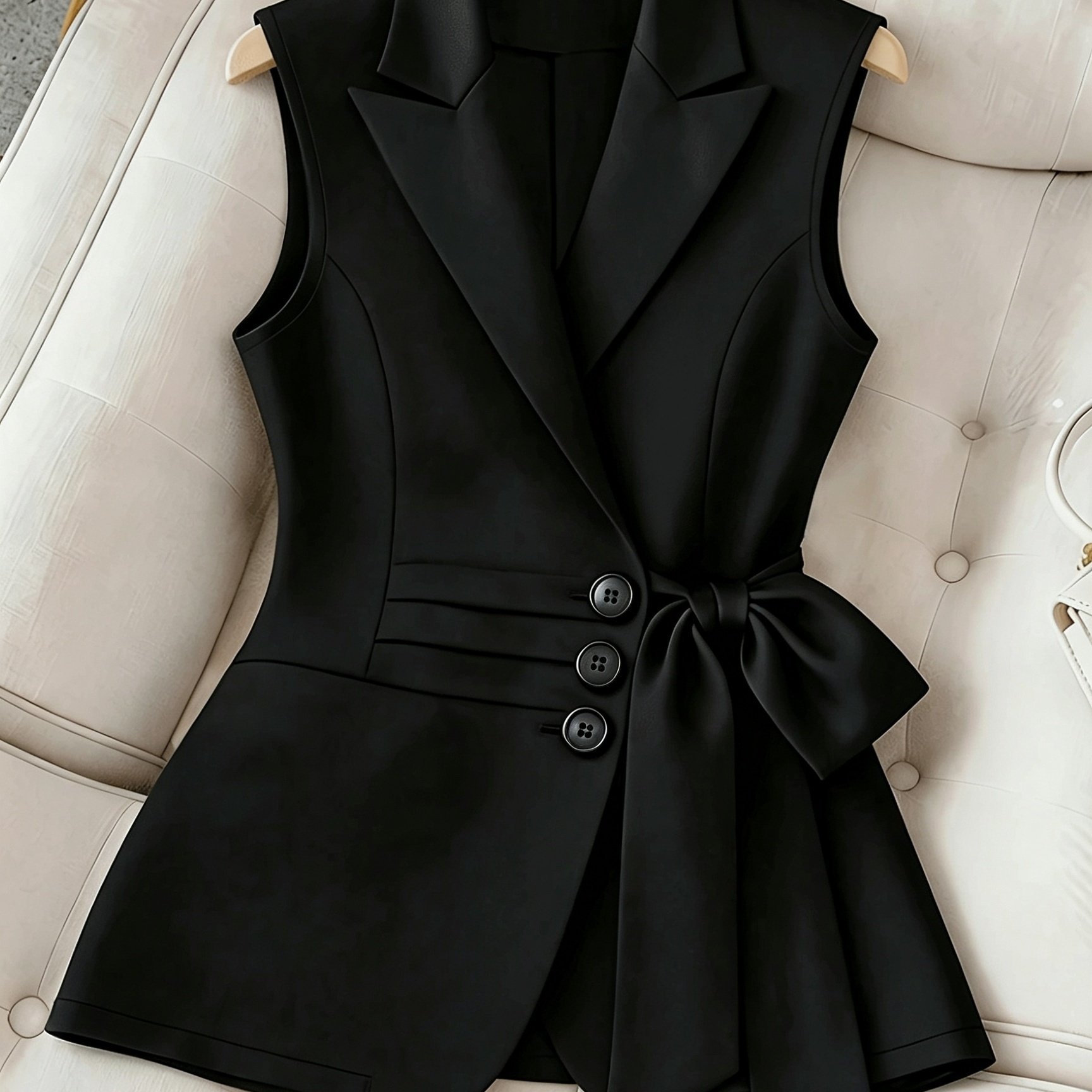 TEMU Plus Size, Plus-size Solid Color Elegant Sleeveless Wrap-style Blazer