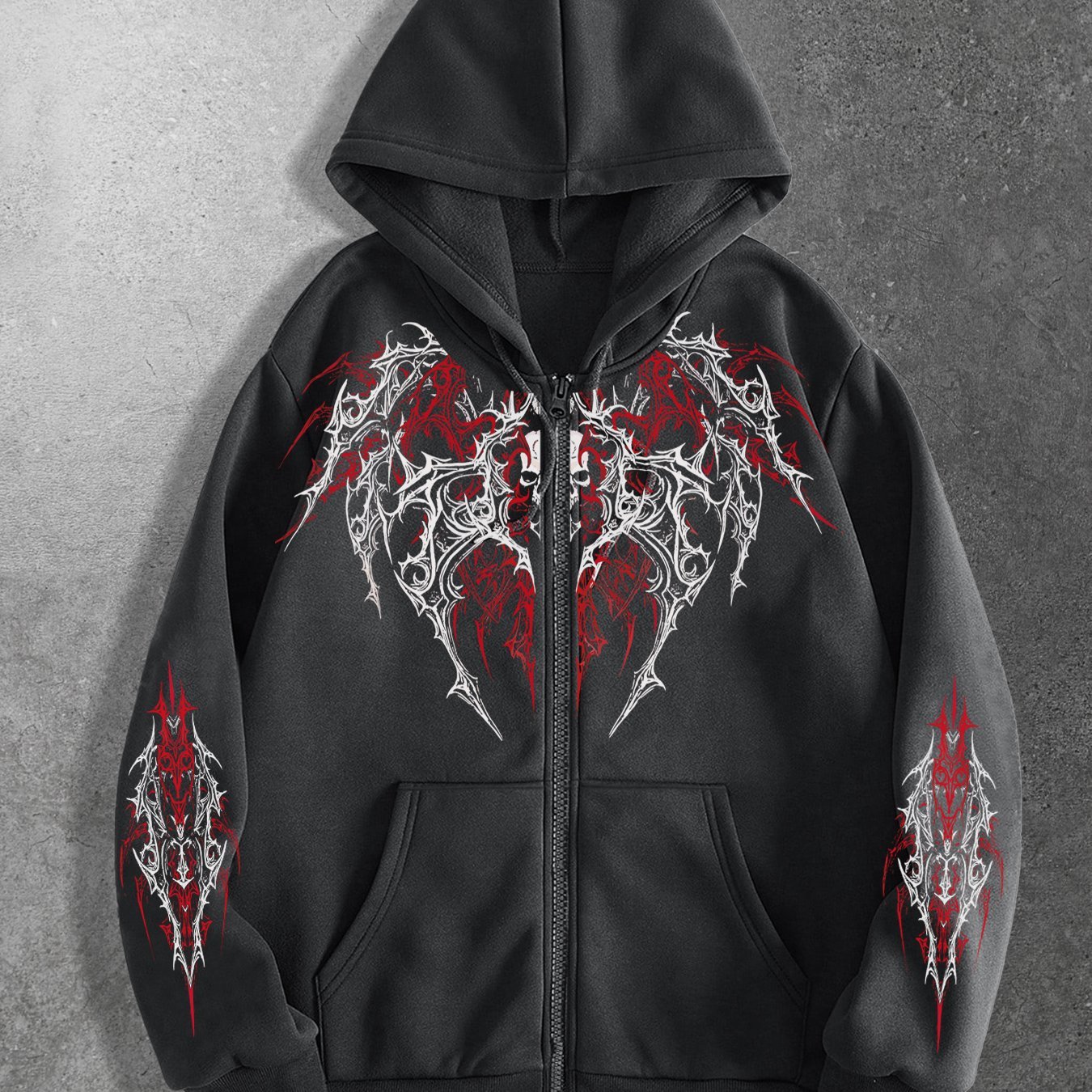 TEMU College Special Brother Original Print Zipper Hoodie, Casual Occasion Trendy Zipper Hoodie, For School And Trendy Clothing