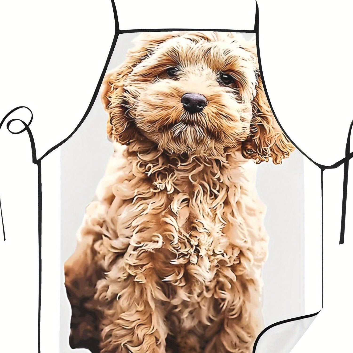 TEMU Adorable Cockapoo Puppy Apron - Unisex, Woven Fabric, Home Cooks & Pet Lovers, Vintage Style With Adorable Dog Print, Lightweight & Stylish