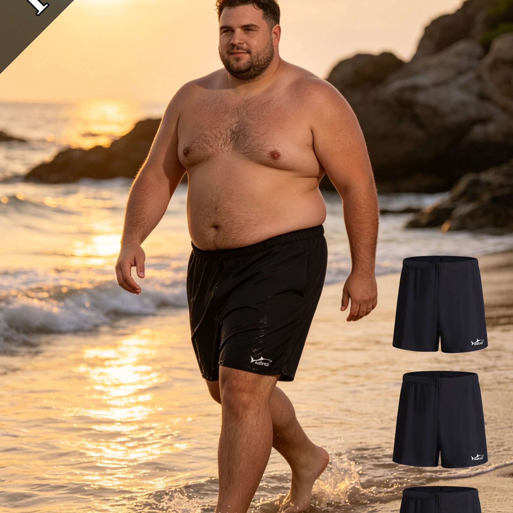 Image of 3pcs Men's Plus Size Quick Dry Boxer Swim Trunks, Elastic Loose Slim Fit Swim Shorts, Breathable Land And Water Dual Use Fashion Swimwear For Beach Vacation Pool Swimming Pool