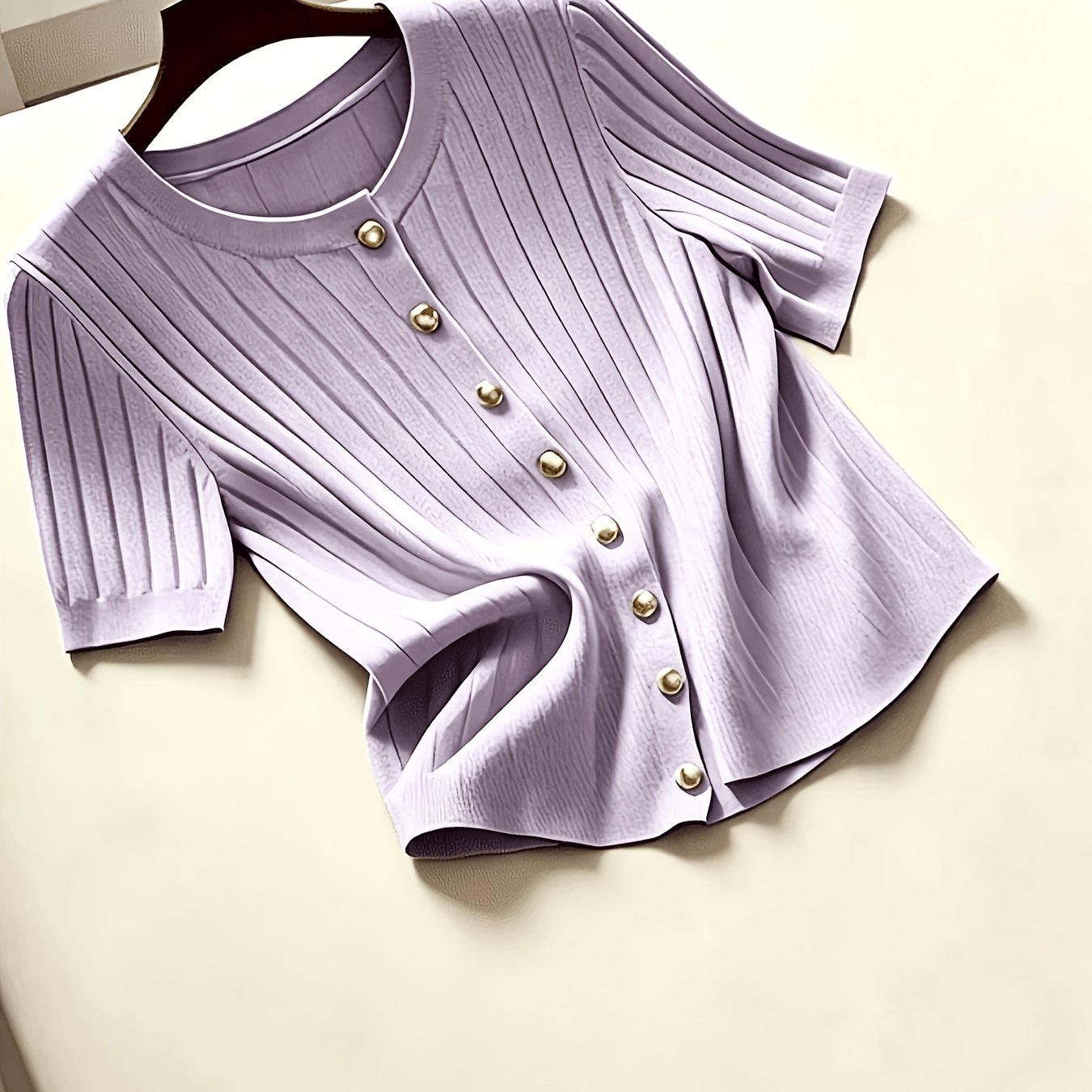 TEMU Gloweve Cardigan Haut de Gamme Élégant Couleur Unie [ZLLZ]