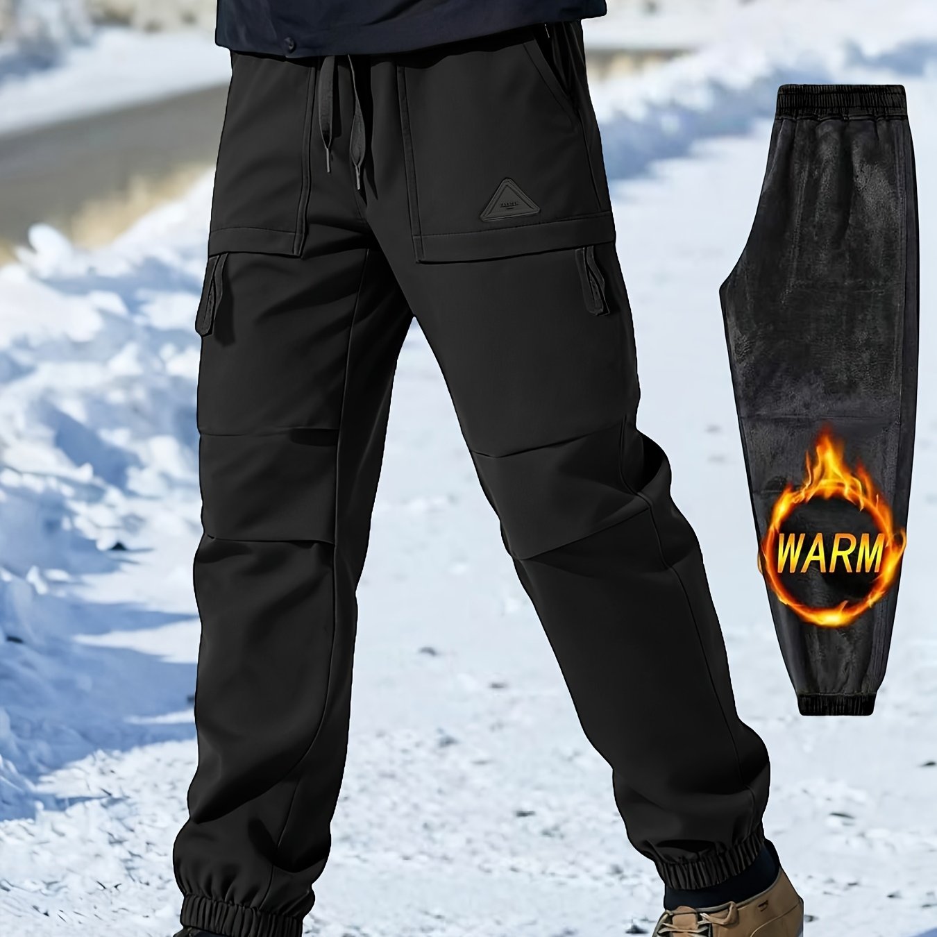 TEMU Men's Autumn/winter Outdoor Casual Pants, Men's Autumn/winter Hiking Pants, -lined Thickened Sports Thermal Casual Long Pants, Drawstring Cargo