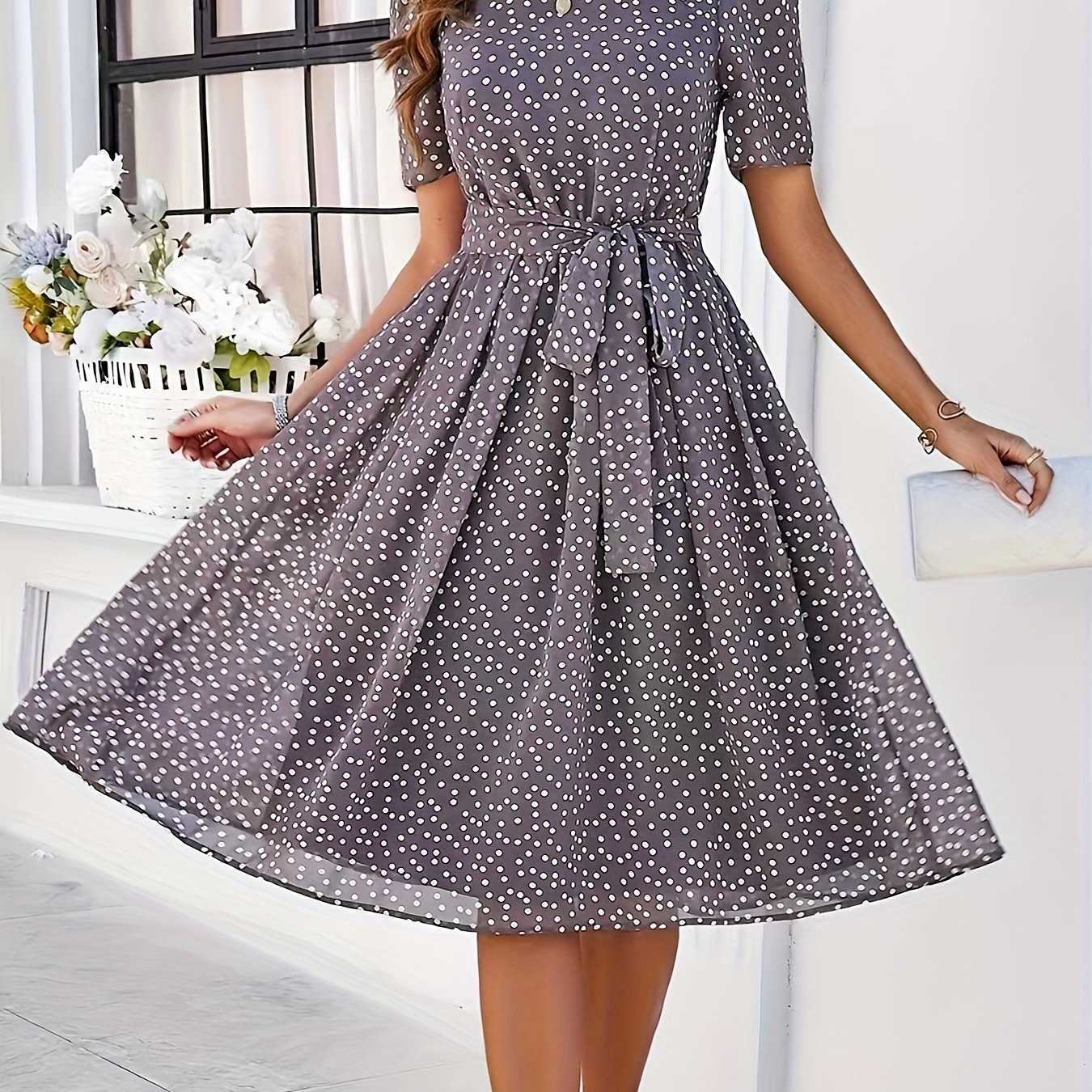 Spring/summer Temperament Casual Polka Dot Print Dress
