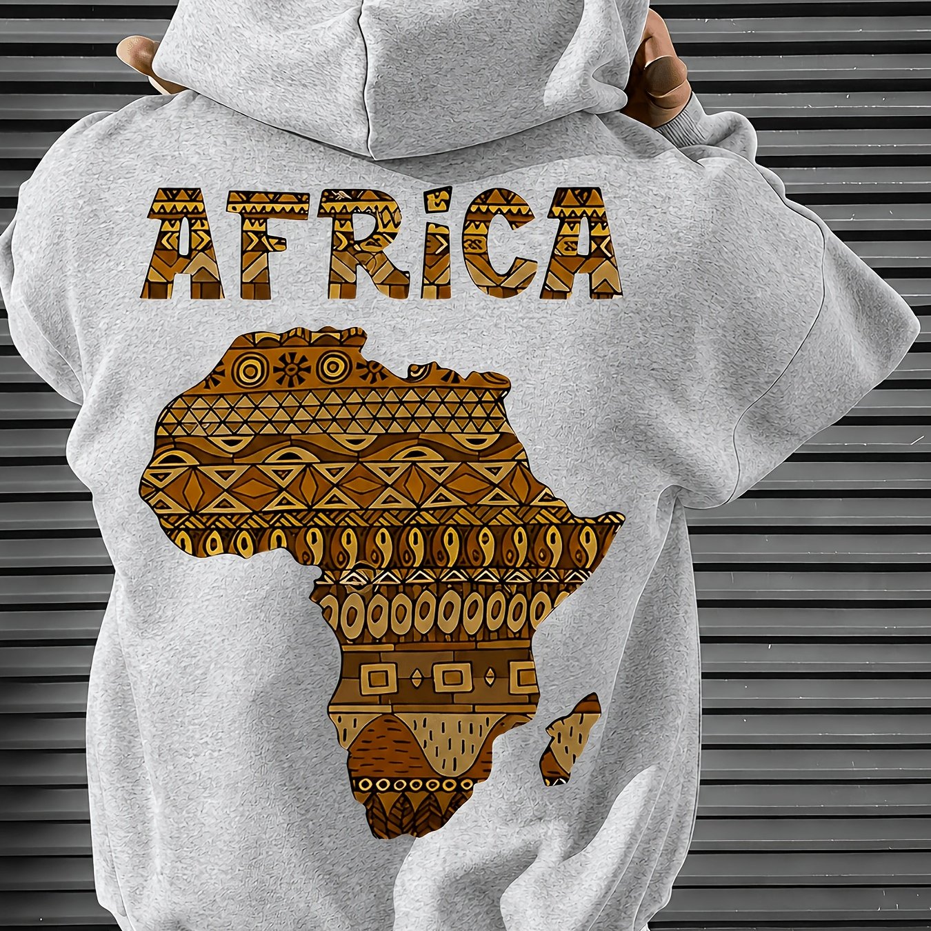 Image of A Africa Map With Tribal Trendy Hoodie Man's Hoodie High Quality Thick Premium Sweatshirt For Autumn Winter Wear For Casual And Gifts For Who Love African