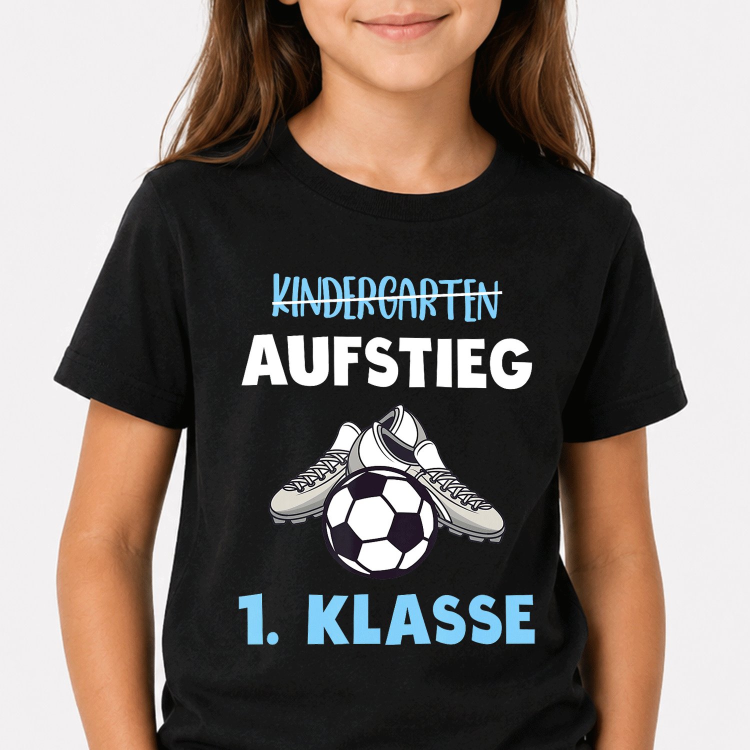 Image of Farewell Kindergarten 1st Klasse Einschulung T- Shirt Black Comfortable Casual Crew Neck Tee For Boys And Girls T Shirt, 200g