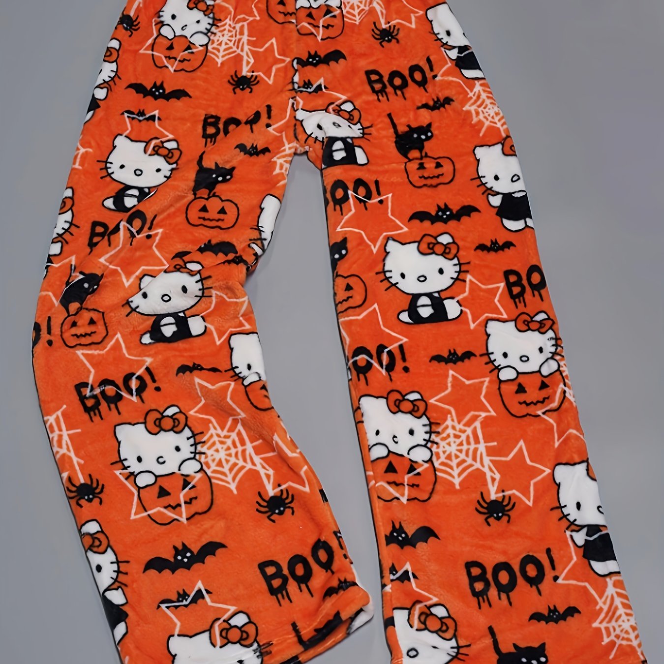 Image of Autumn And Winter 1pc Cartoon Cat Print Flannel Sleep Pants For Women, Thickened Coral Fleece Warm Casual Trousers