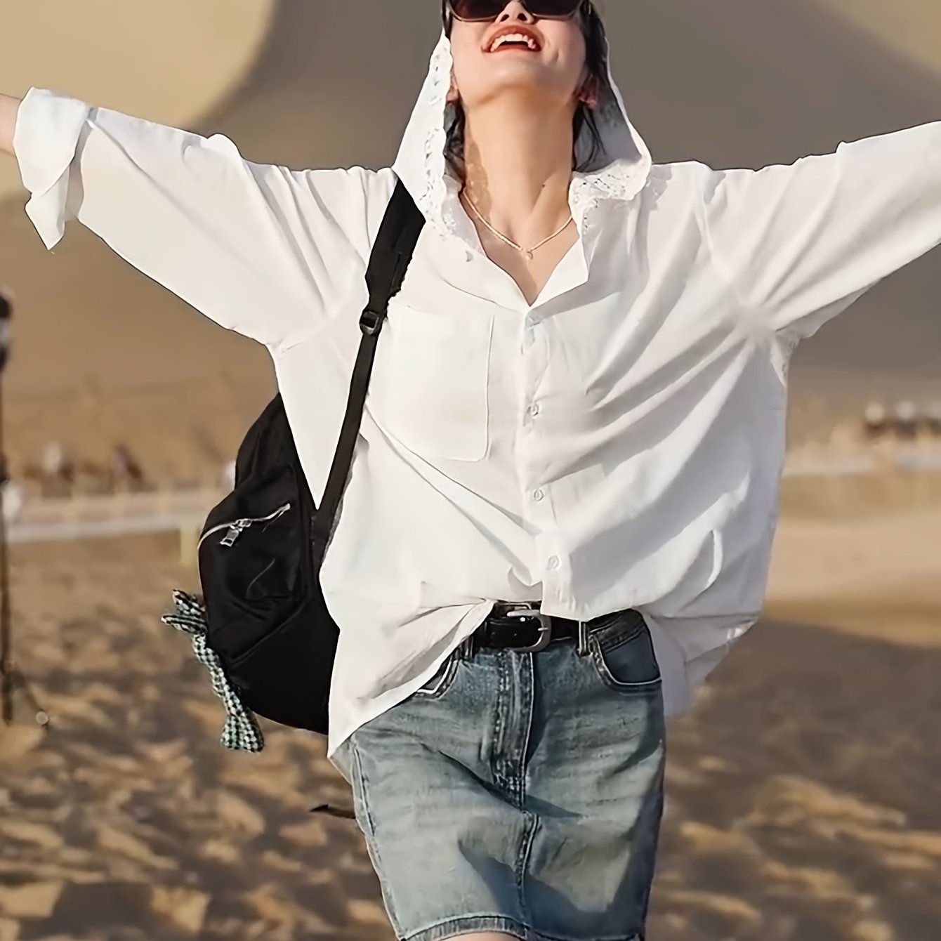 TEMU Hooded Long-sleeved Sun Shirt Women Summer Fashion Shirt Thin Section Tops