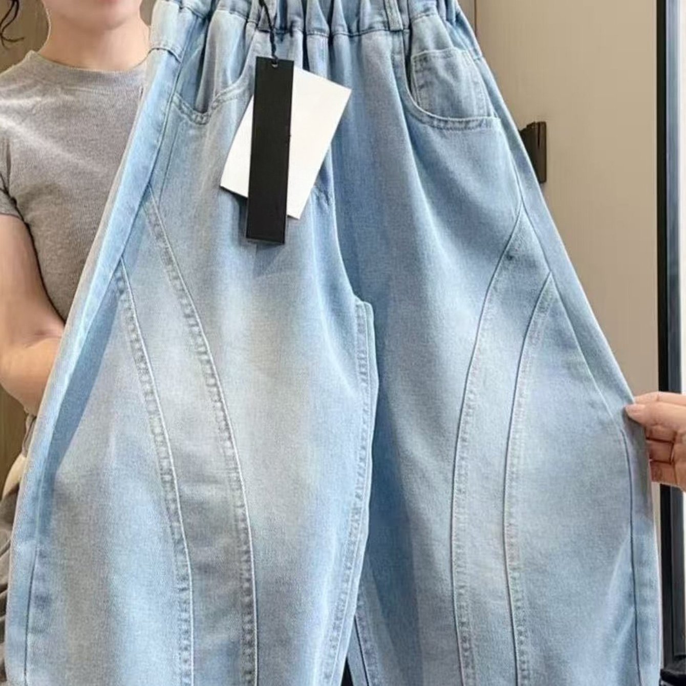 Image of New Arrival For Spring/autumn: Boys' Stylish 'curved-cut' Denim Trousers. Featuring A Relaxed Fit And Elastic Waistband, Comfortable, Casual Long Pants Are A Back-to-school Essential.