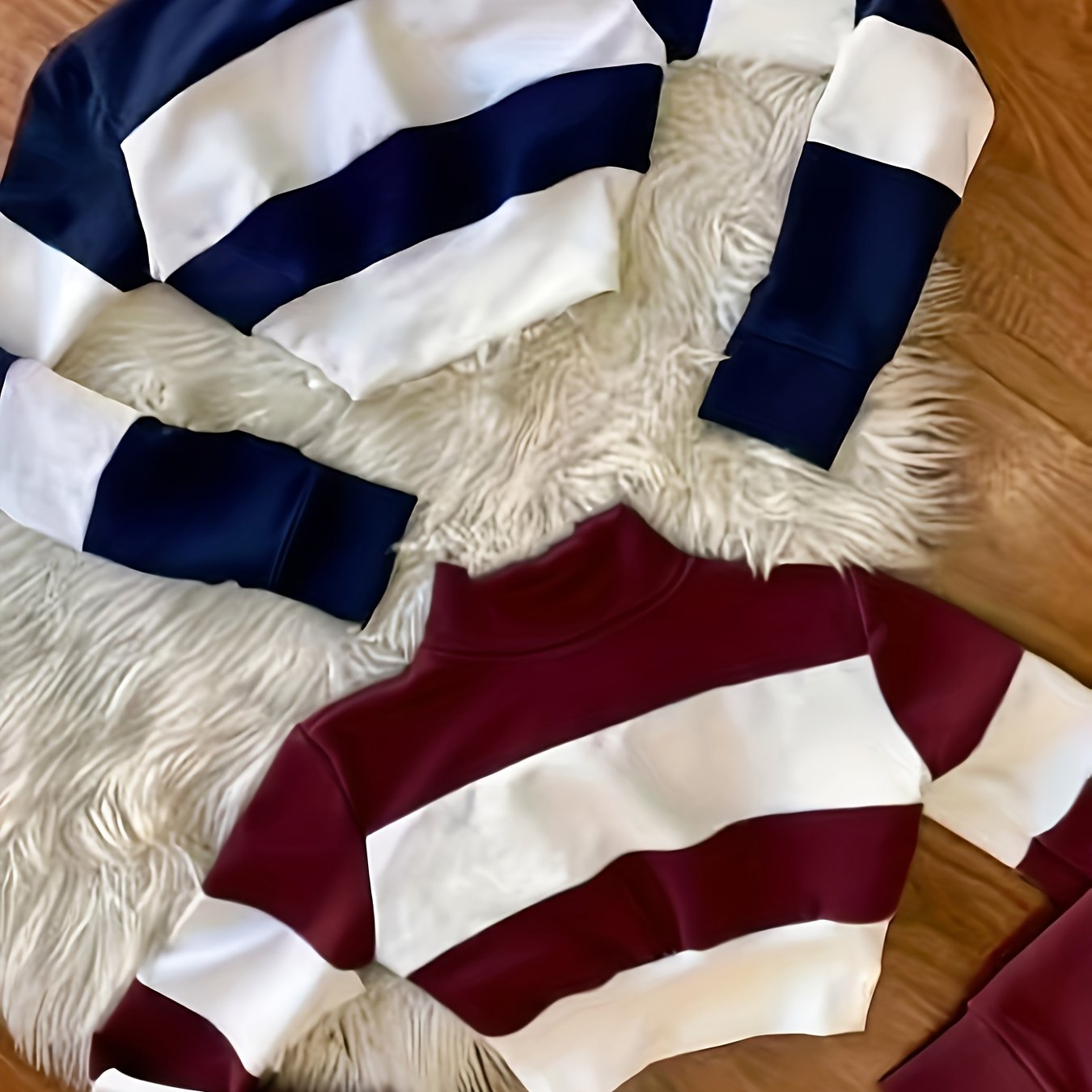 E-shop 2-teiliges Set Color Block Spliced Kurz-Langarm T-Shirt Damen Crop Top Hochgeschlossen Elegant Casual Vielseitig Neu Frühling Herbst