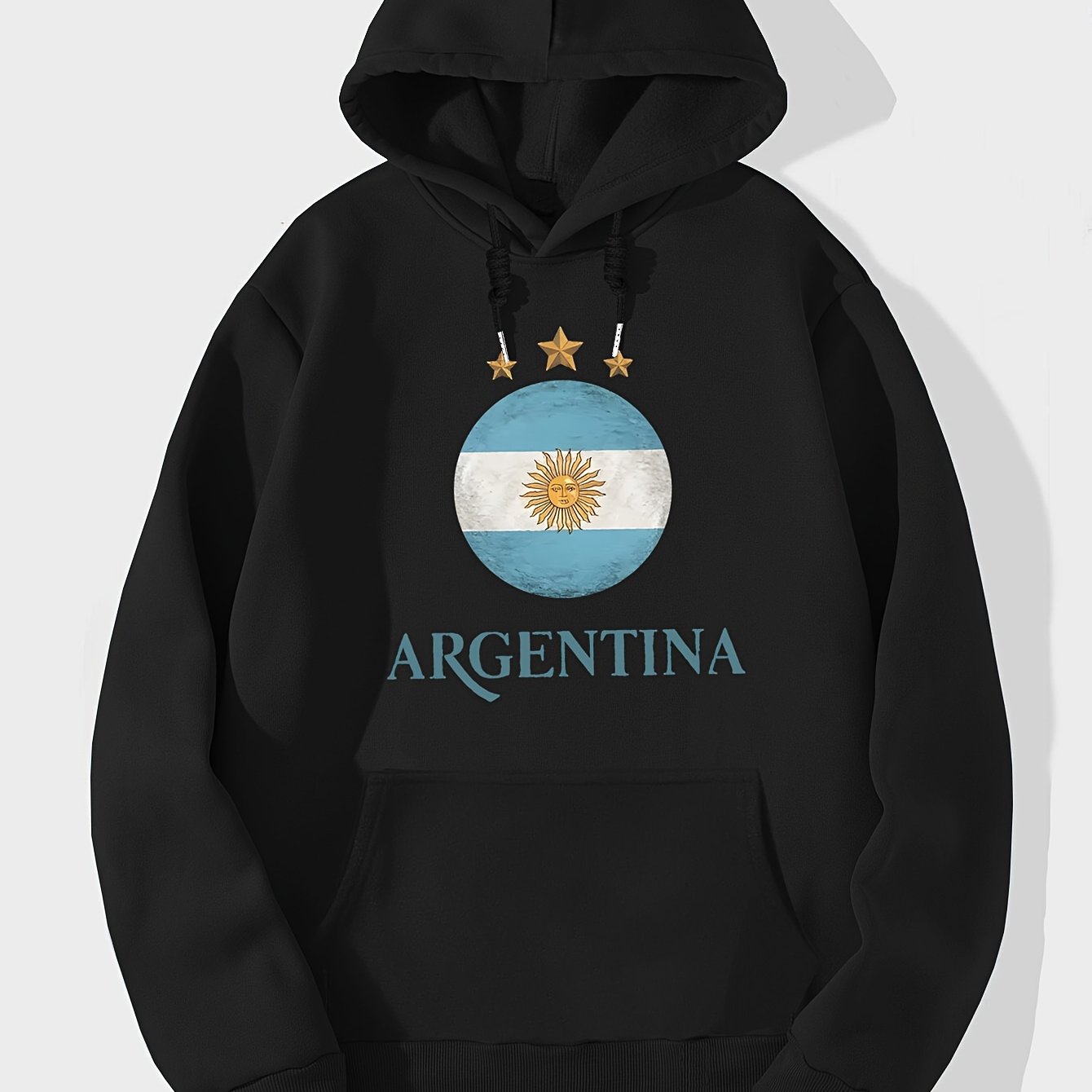 TEMU Argentinian Print, Men's Casual And Comfortable Hoodie, Stylish Long-sleeve Sports Sweatshirt, Versatile Hooded Top For Autumn And Winter