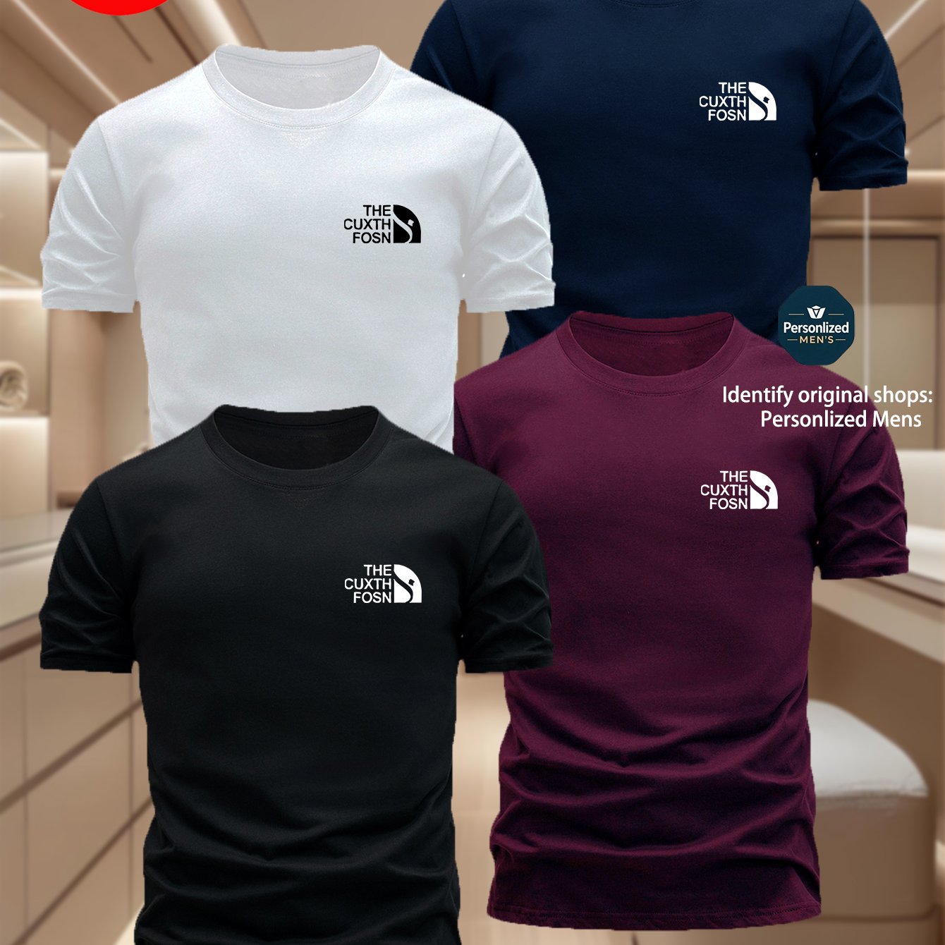 TEMU Men's Short-sleeve Multi-pc, Featuring A Stylish And . The Front Chest Is Printed With A Unique Combination Of Text And Graphic Patterns,