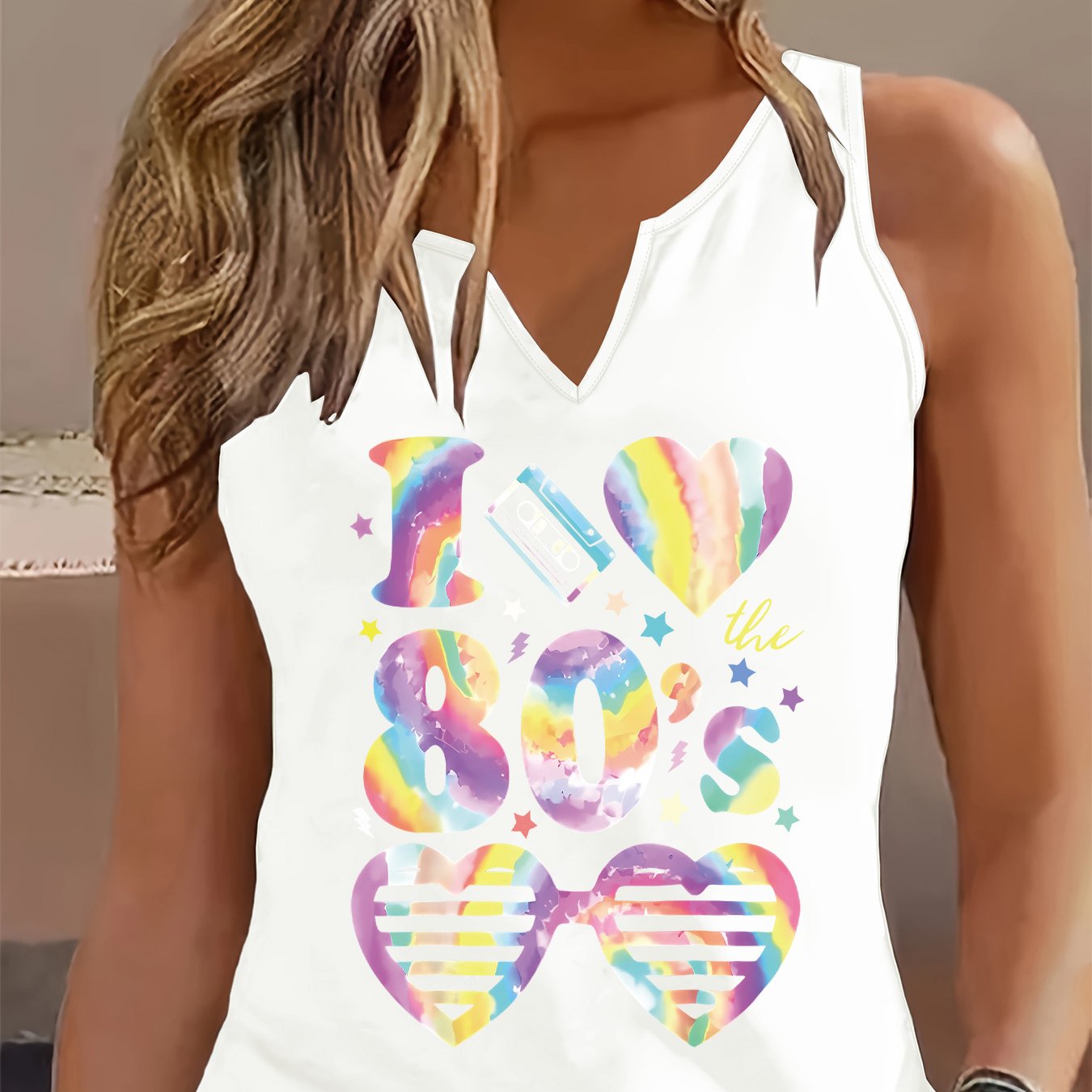TEMU Graphic Print Tank Top, Sleeveless Casual Top For Summer & Spring, Women's Clothing