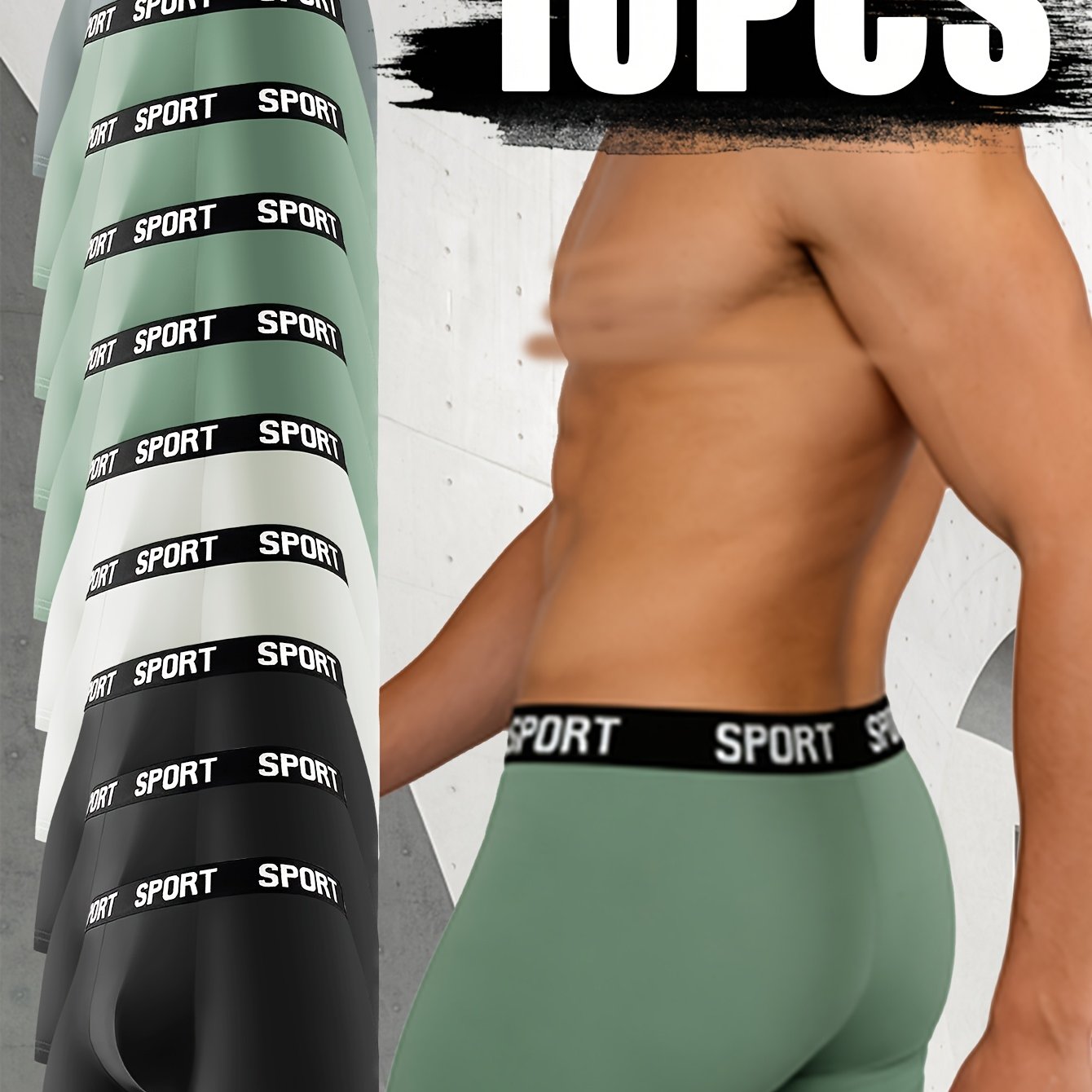 TEMU 10pcs Men&;s Comfortable Sport Boxer Briefs, Breathable, Elastic And Durable Underwear, Suitable For Daily Wear And Exercise Fitness, Breathable